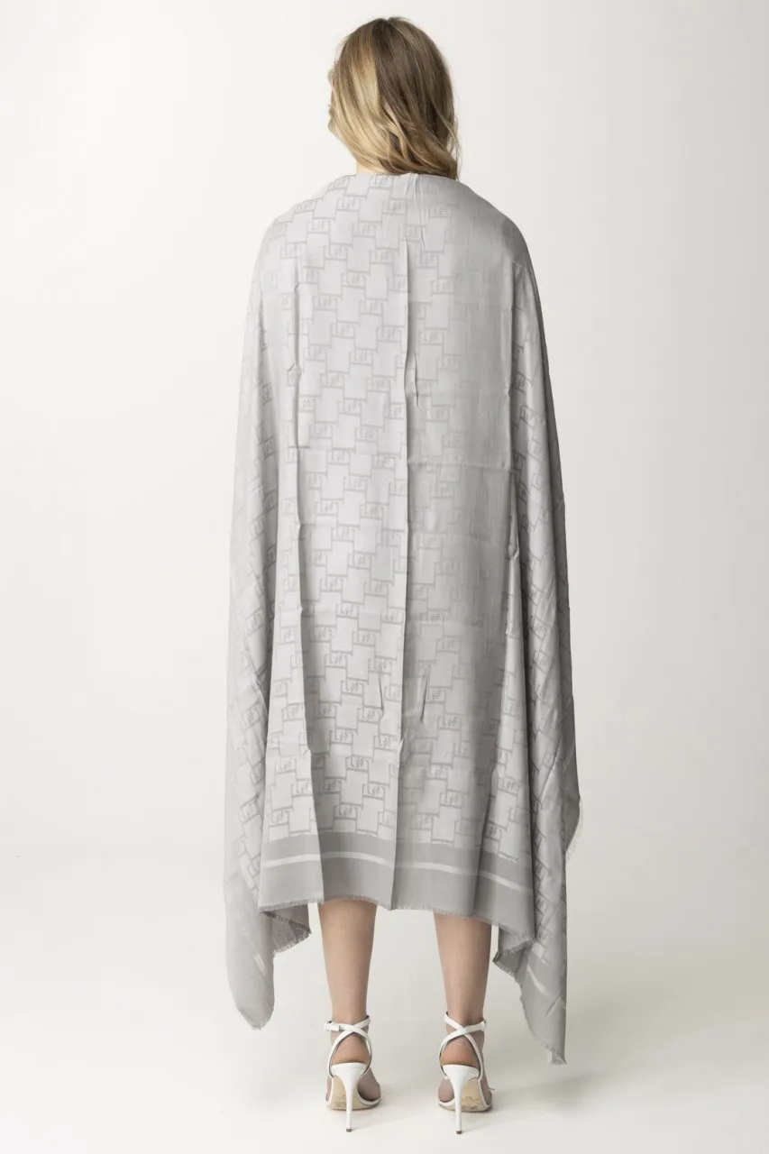 Pashmina in viscosa lurex con logo pattern Perla