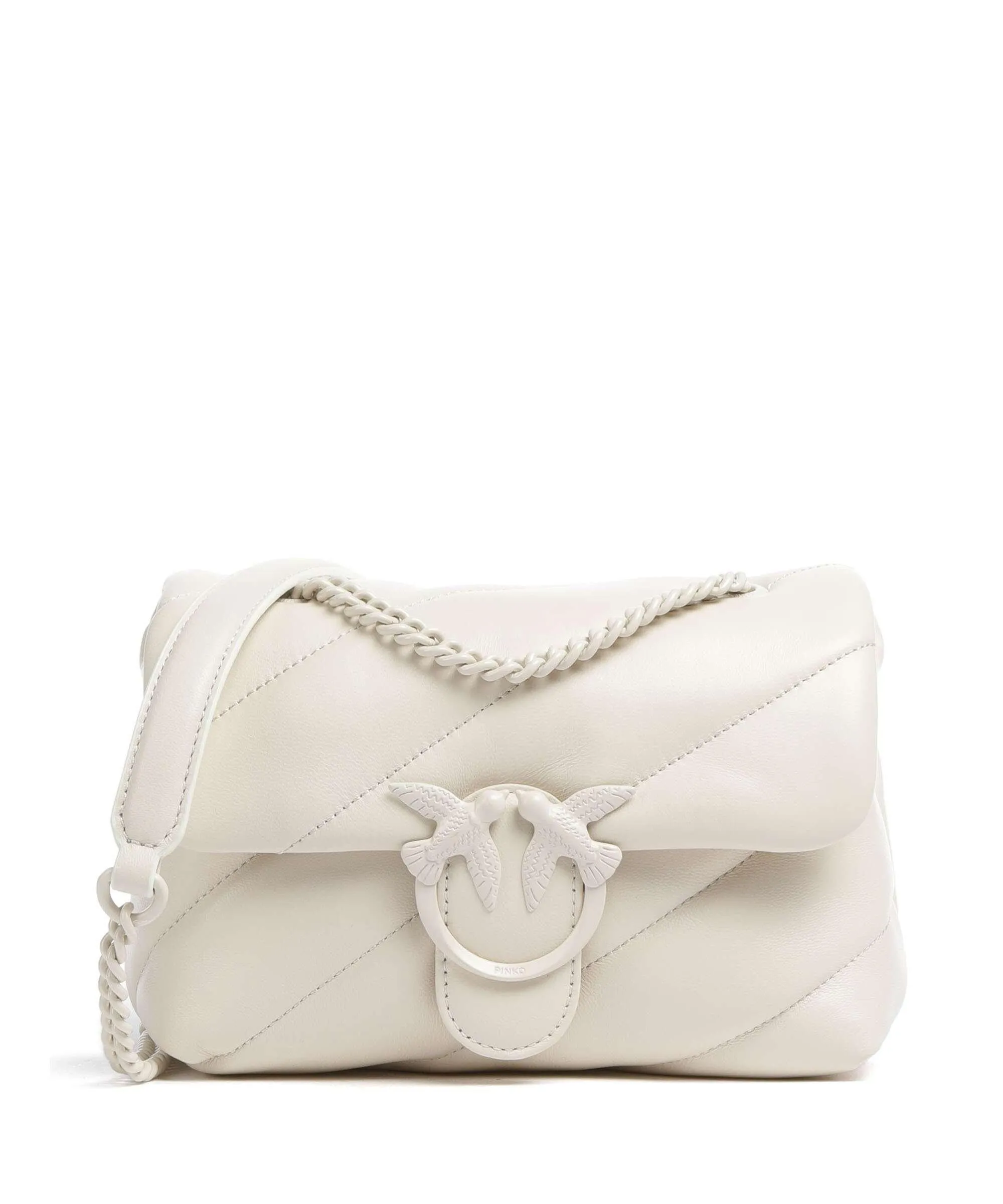  Pinko Love Puff Mini Borsa a spalla pelle di pecora avorio  