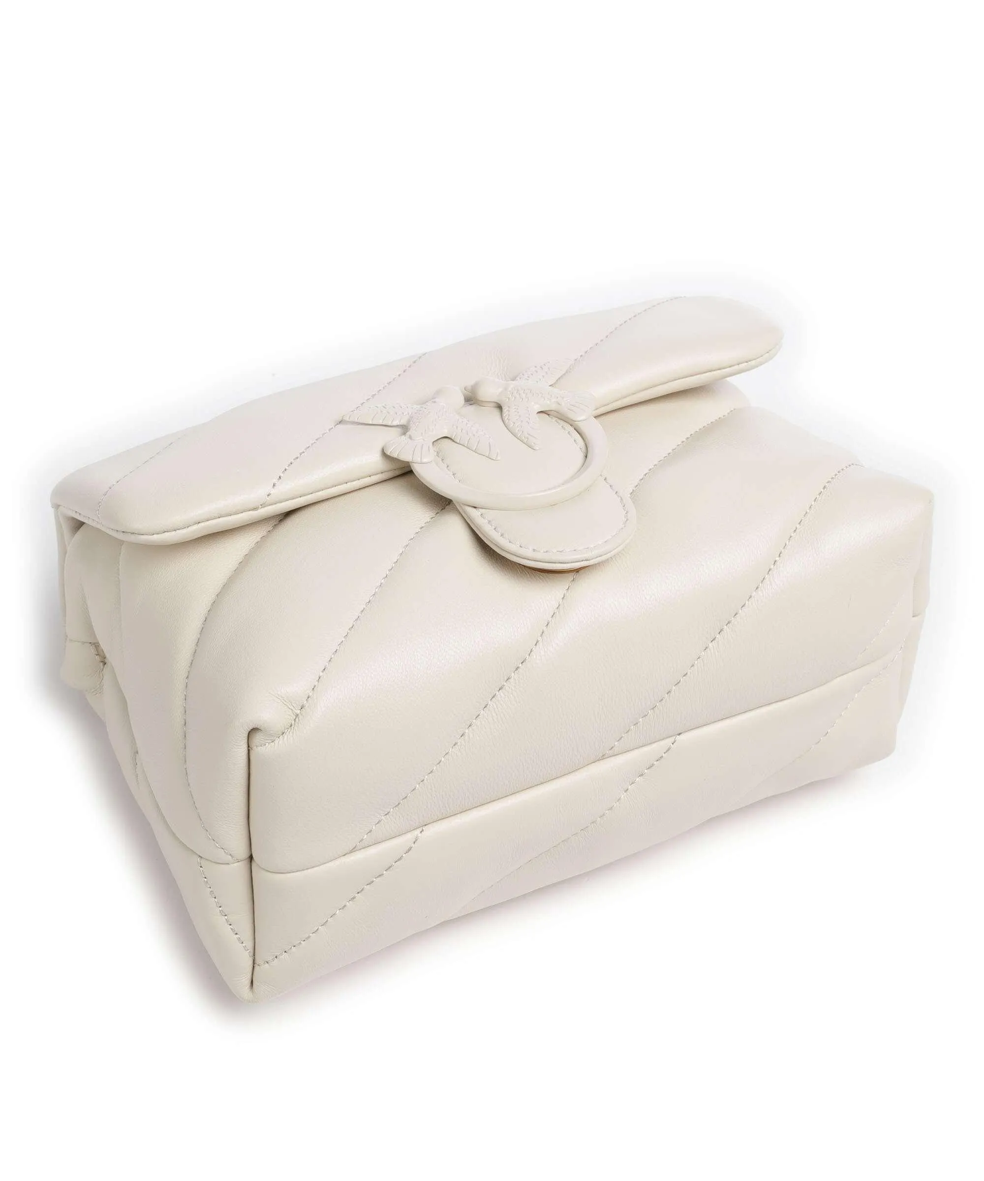  Pinko Love Puff Mini Borsa a spalla pelle di pecora avorio  