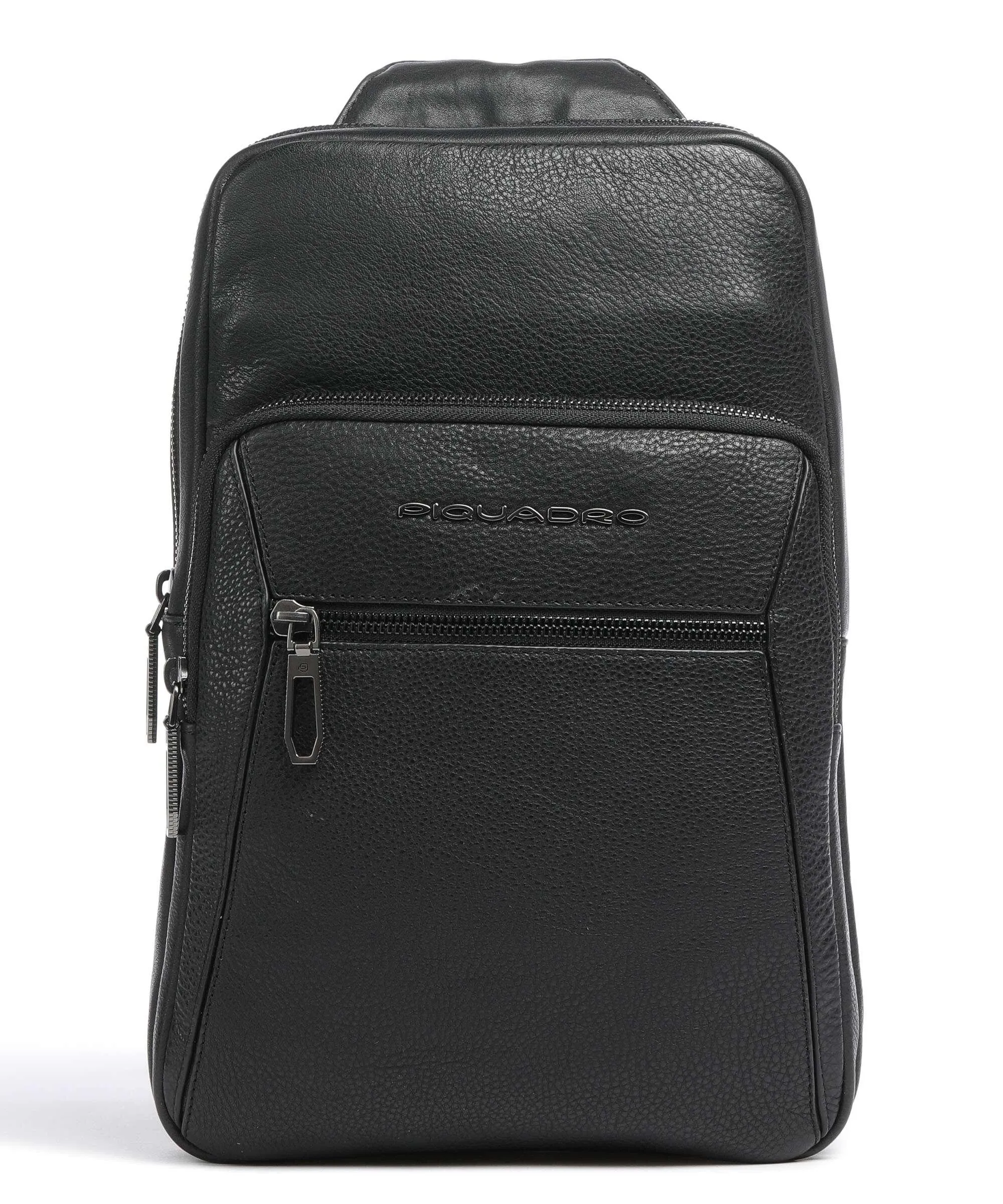  Piquadro Bios Borsa sling pelle di vacchetta grana nero  