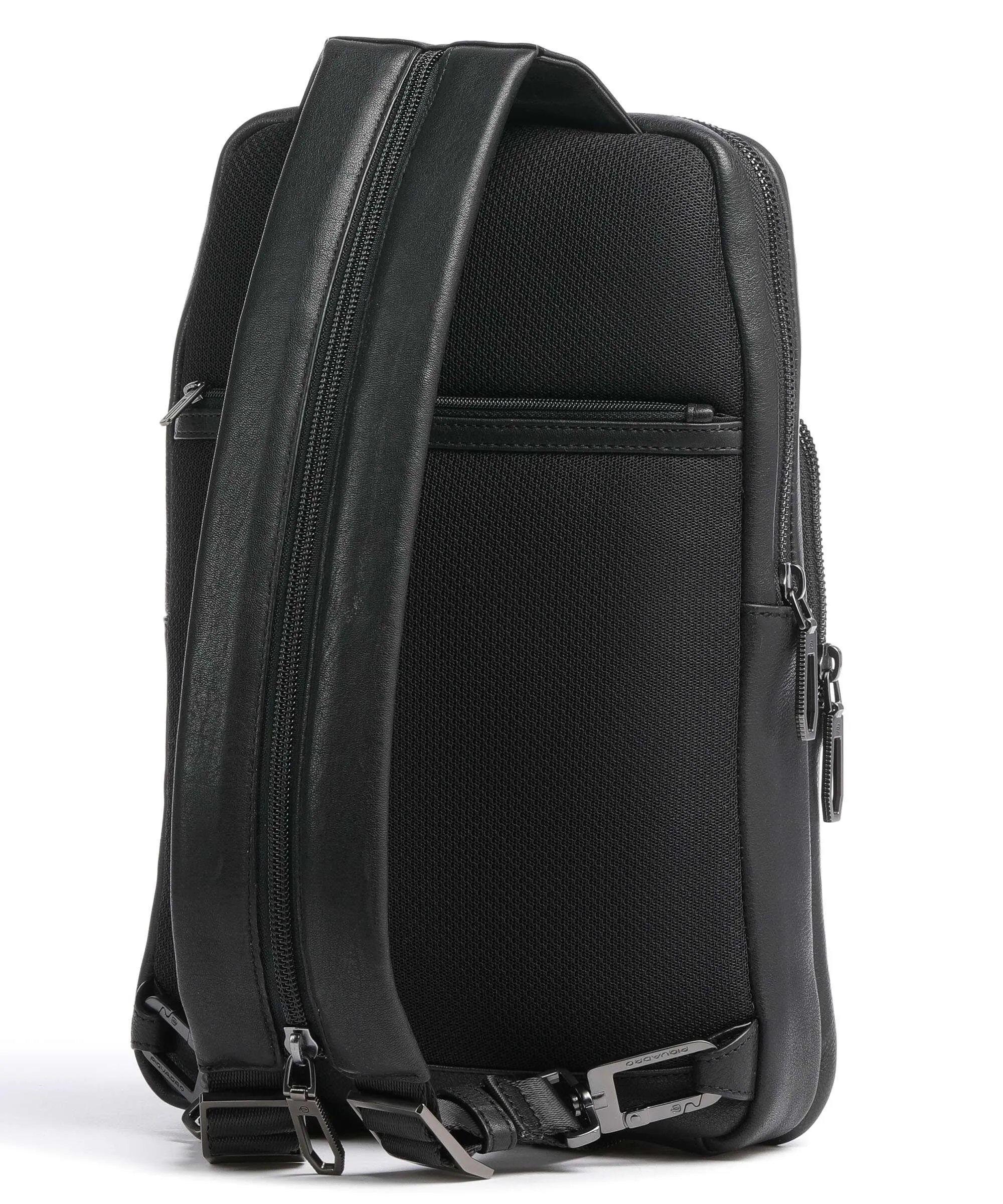  Piquadro Bios Borsa sling pelle di vacchetta grana nero  