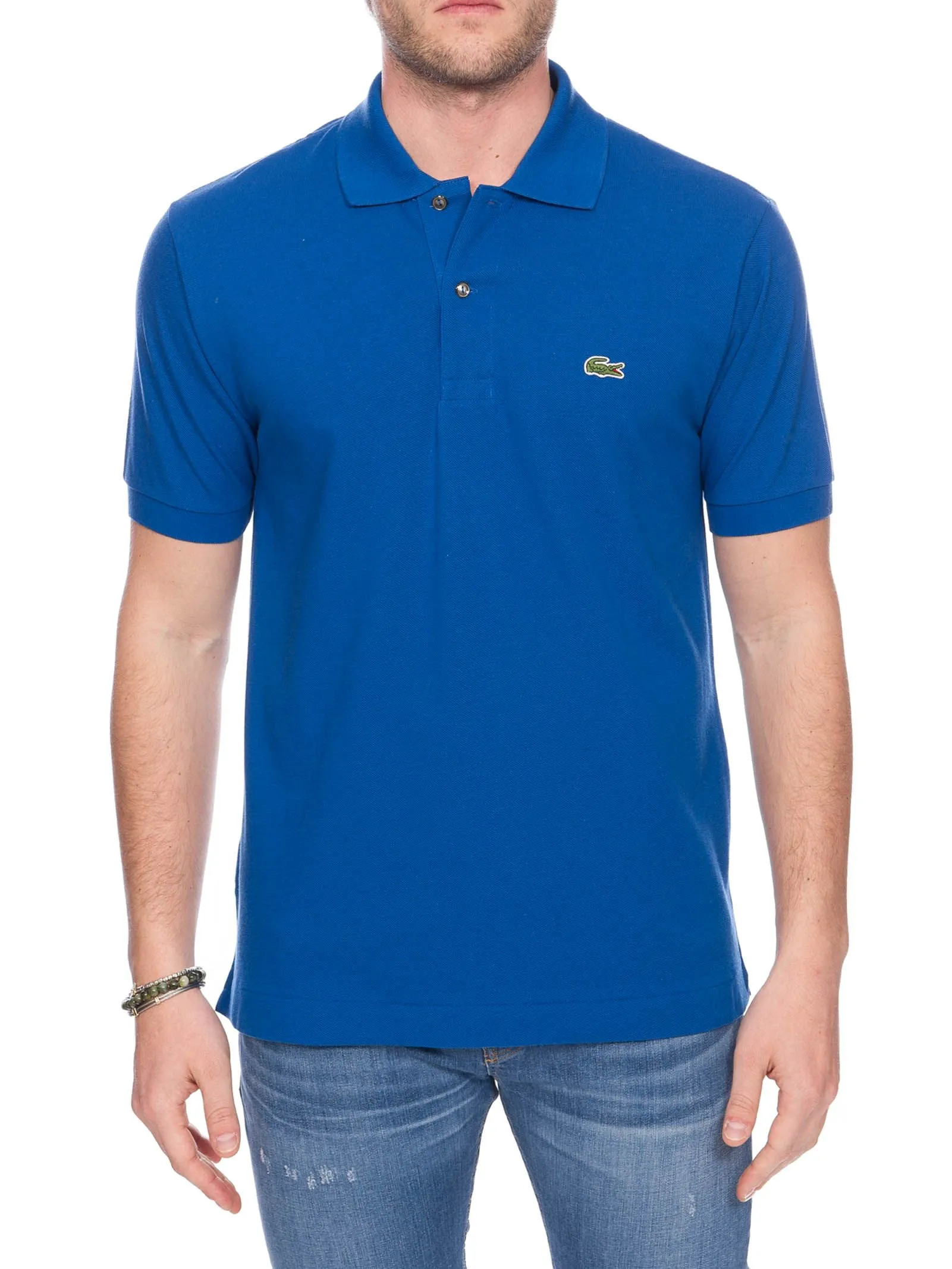 POLO COBALTO IN COTONE CON RICAMO LOGO FRONTALE