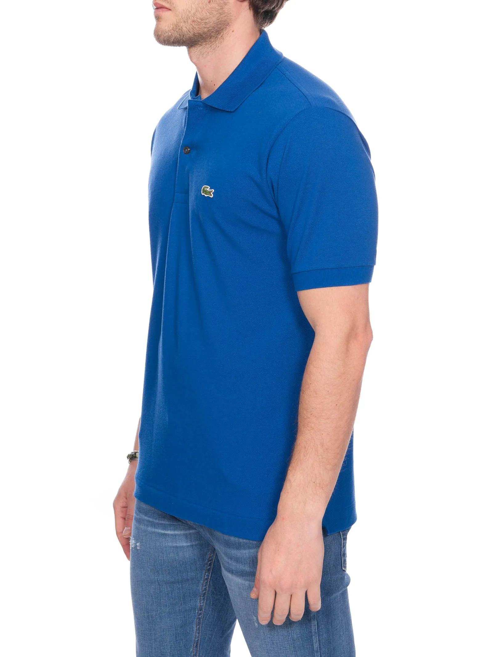 POLO COBALTO IN COTONE CON RICAMO LOGO FRONTALE
