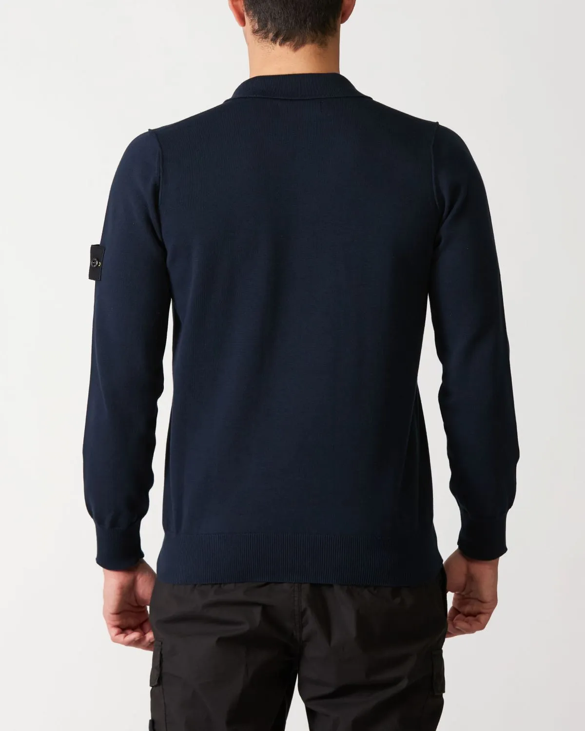 Polo in maglia blu con zip