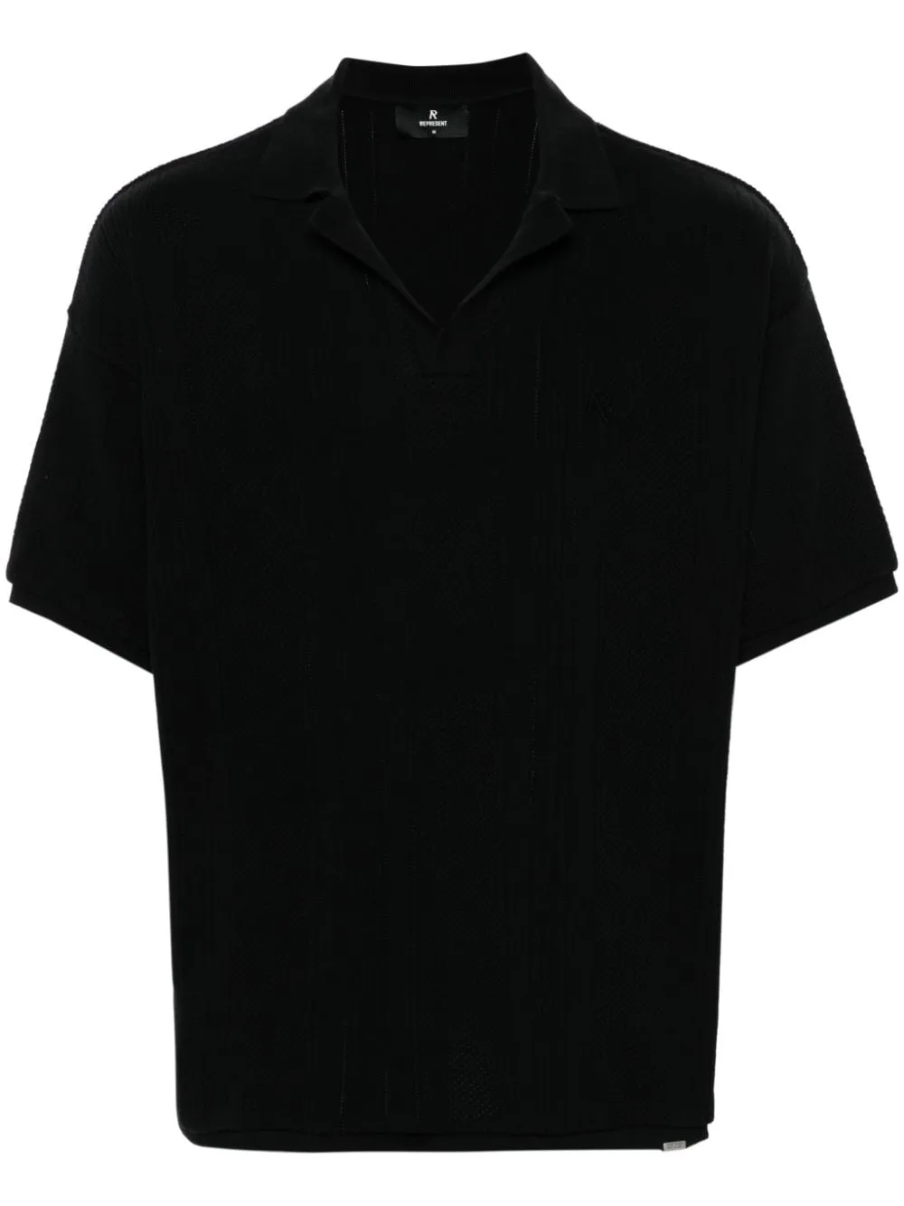 Polo in maglia pointelle in nero di Represent - uomo