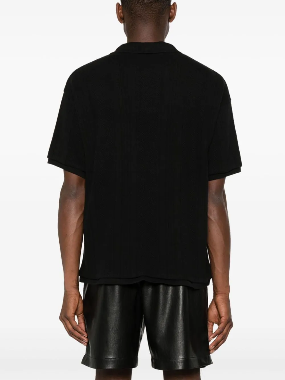 Polo in maglia pointelle in nero di Represent - uomo