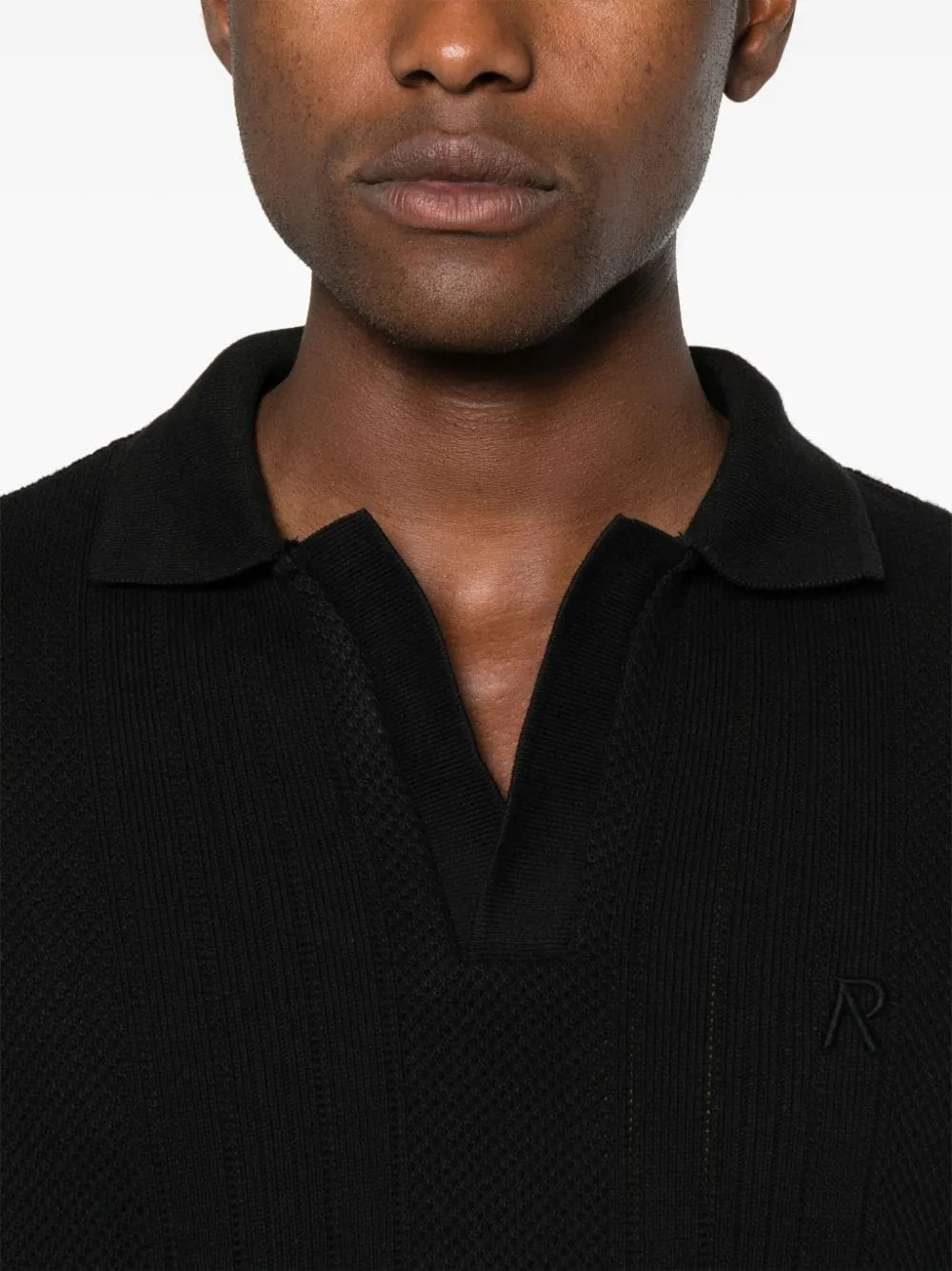 Polo in maglia pointelle in nero di Represent - uomo