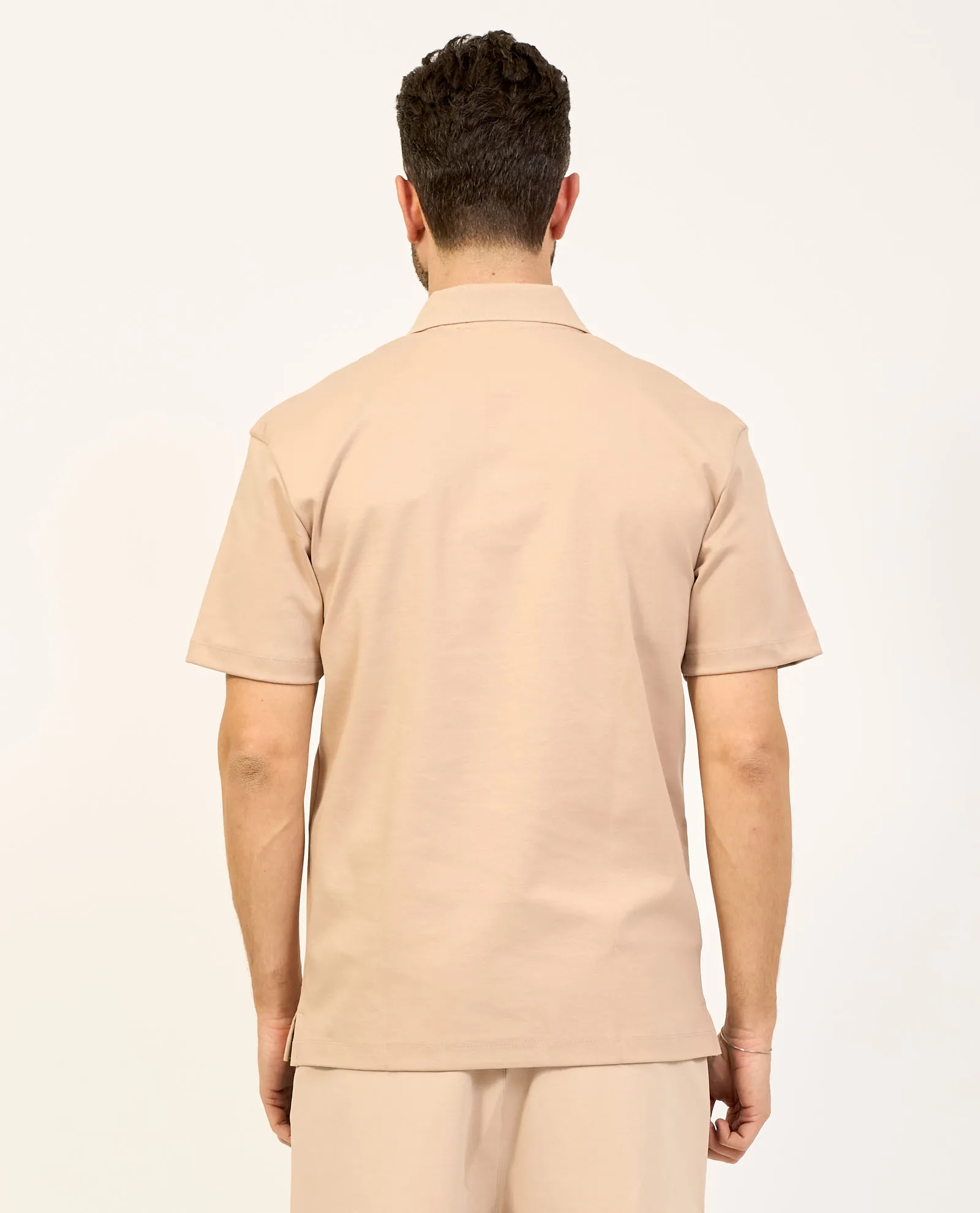 Polo uomo Hugo beige in cotone intrecciato