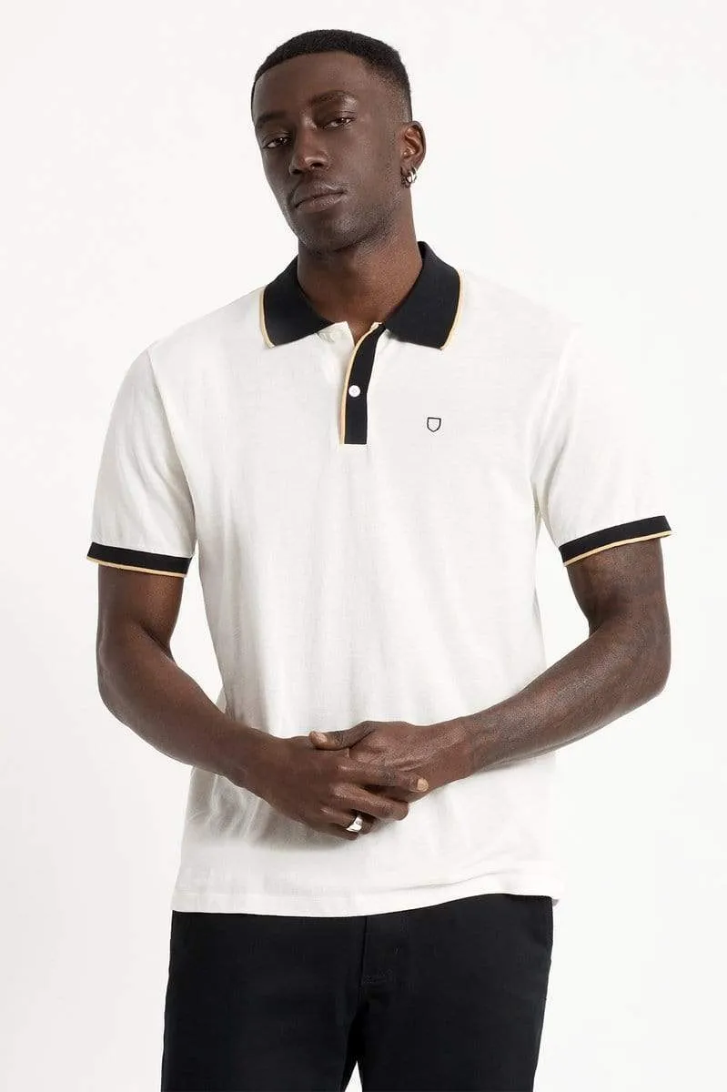 PROPER S/S POLO KNIT - OFF WHITE/BLACK