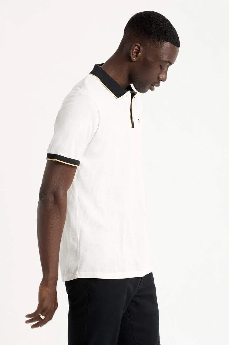 PROPER S/S POLO KNIT - OFF WHITE/BLACK