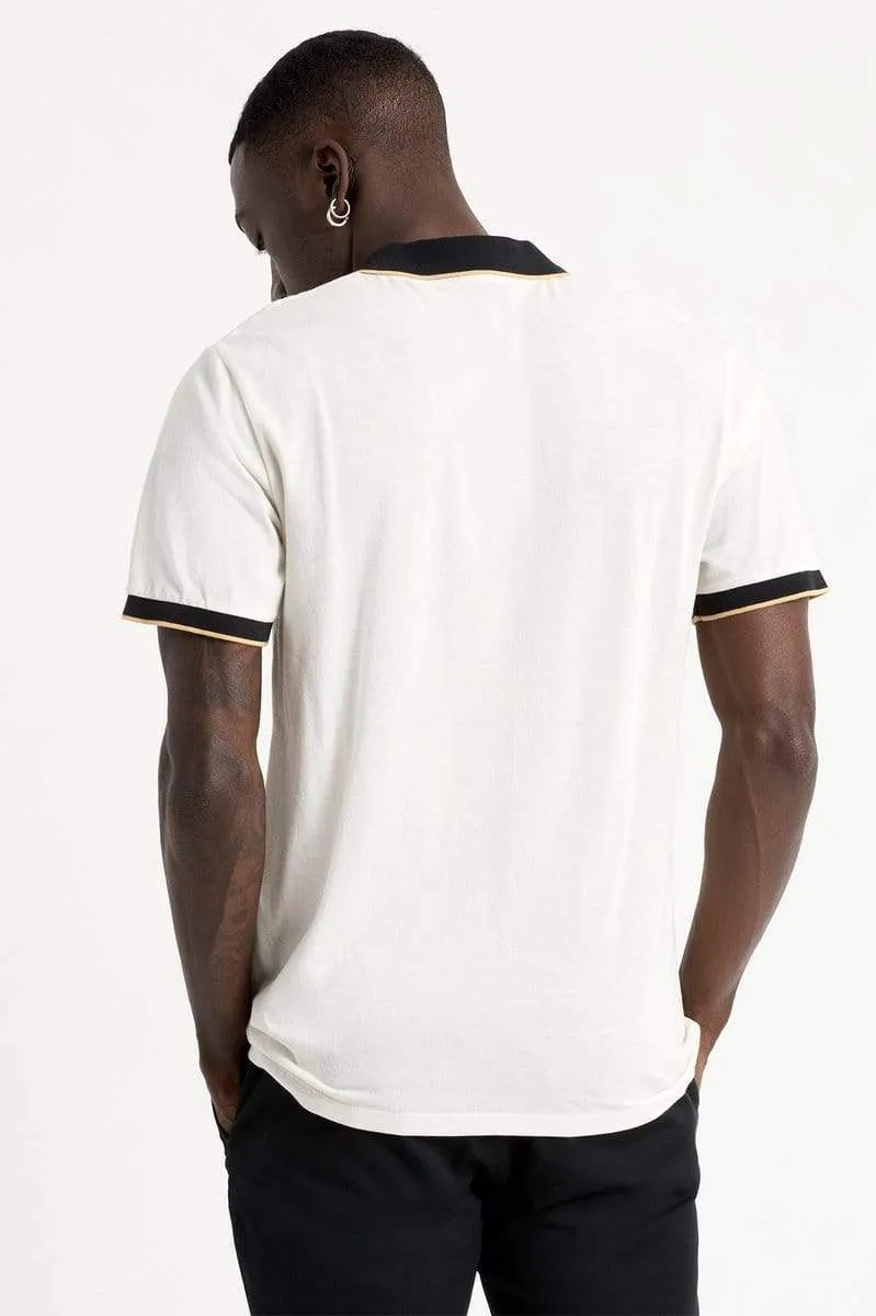 PROPER S/S POLO KNIT - OFF WHITE/BLACK