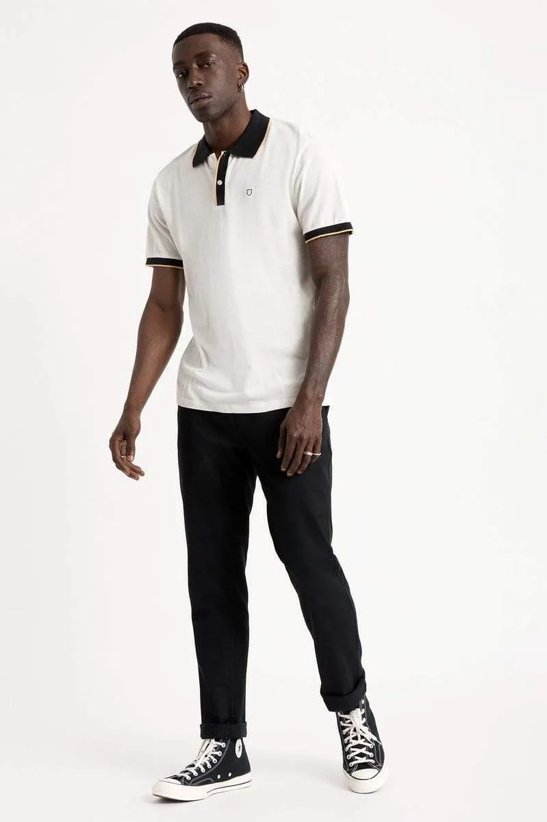 PROPER S/S POLO KNIT - OFF WHITE/BLACK
