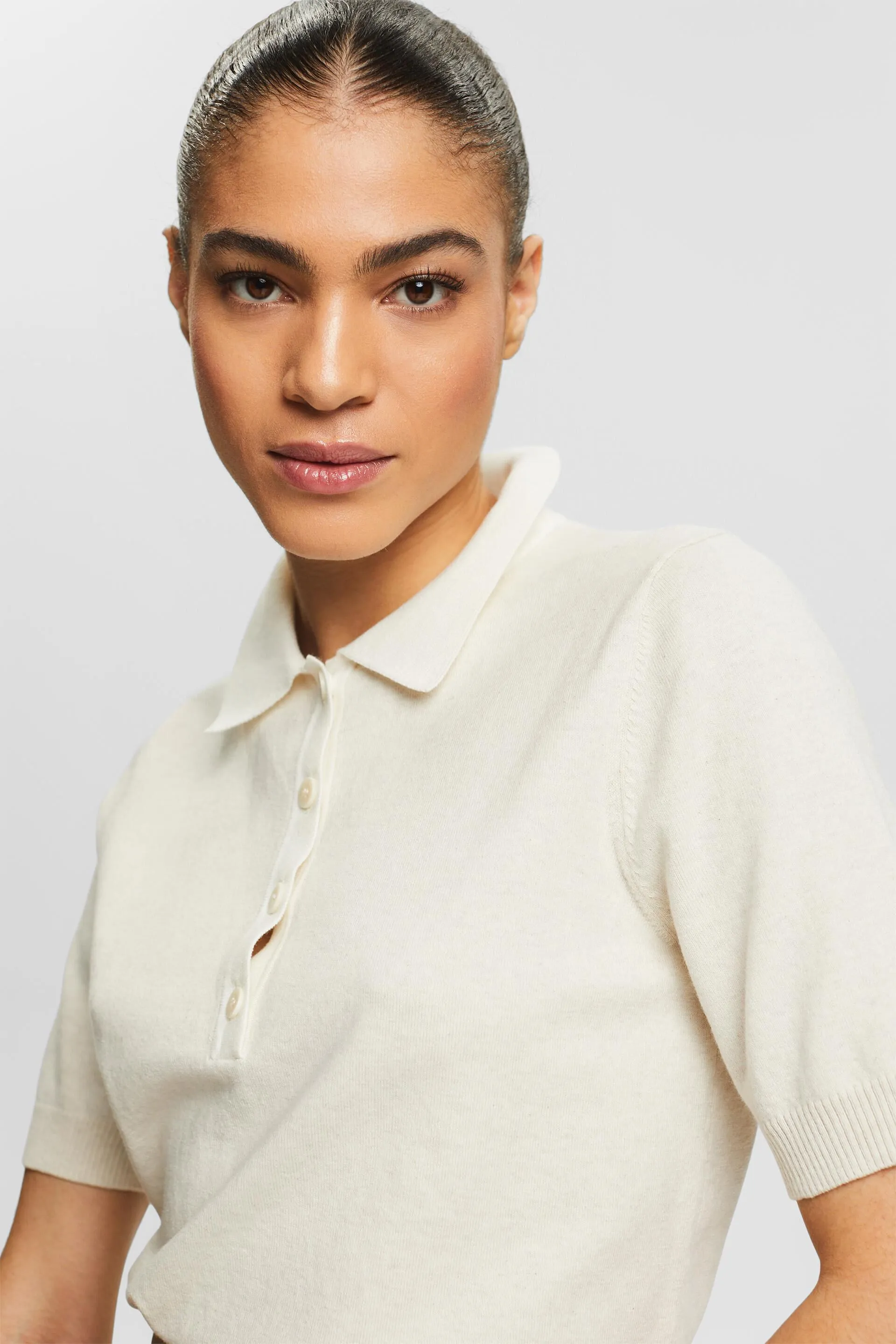 Pullover stile polo in misto cotone