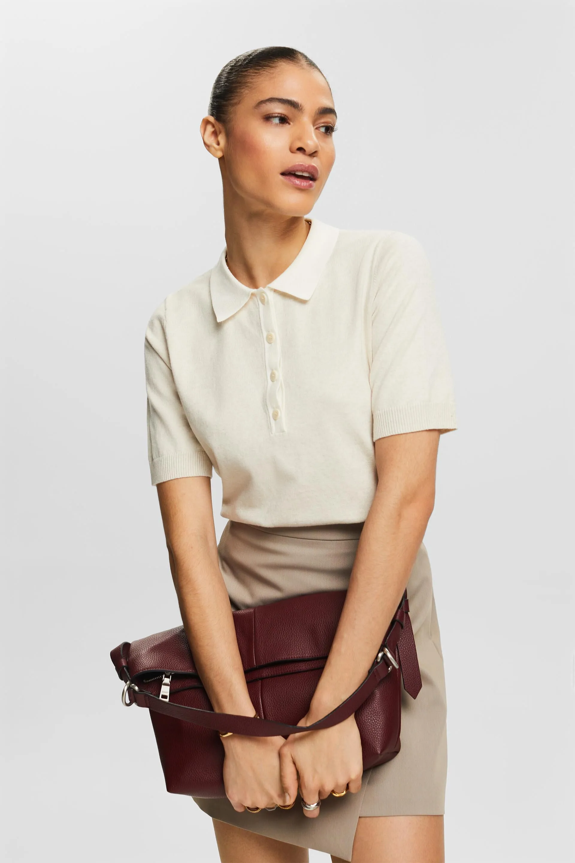 Pullover stile polo in misto cotone