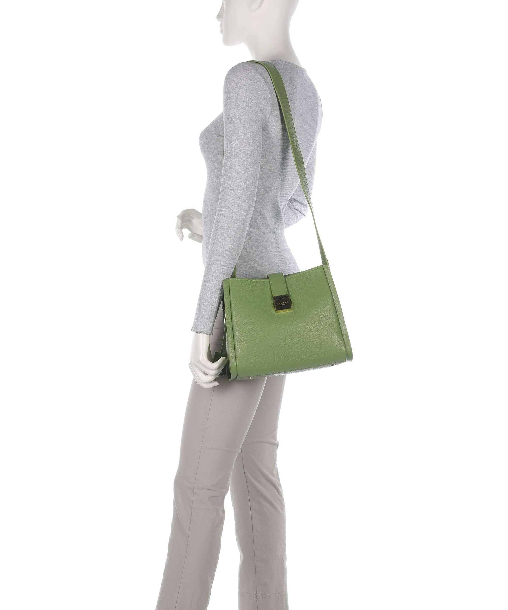  Radley London Sloane Street Borsa a tracolla pelle di vacchetta grana verde  