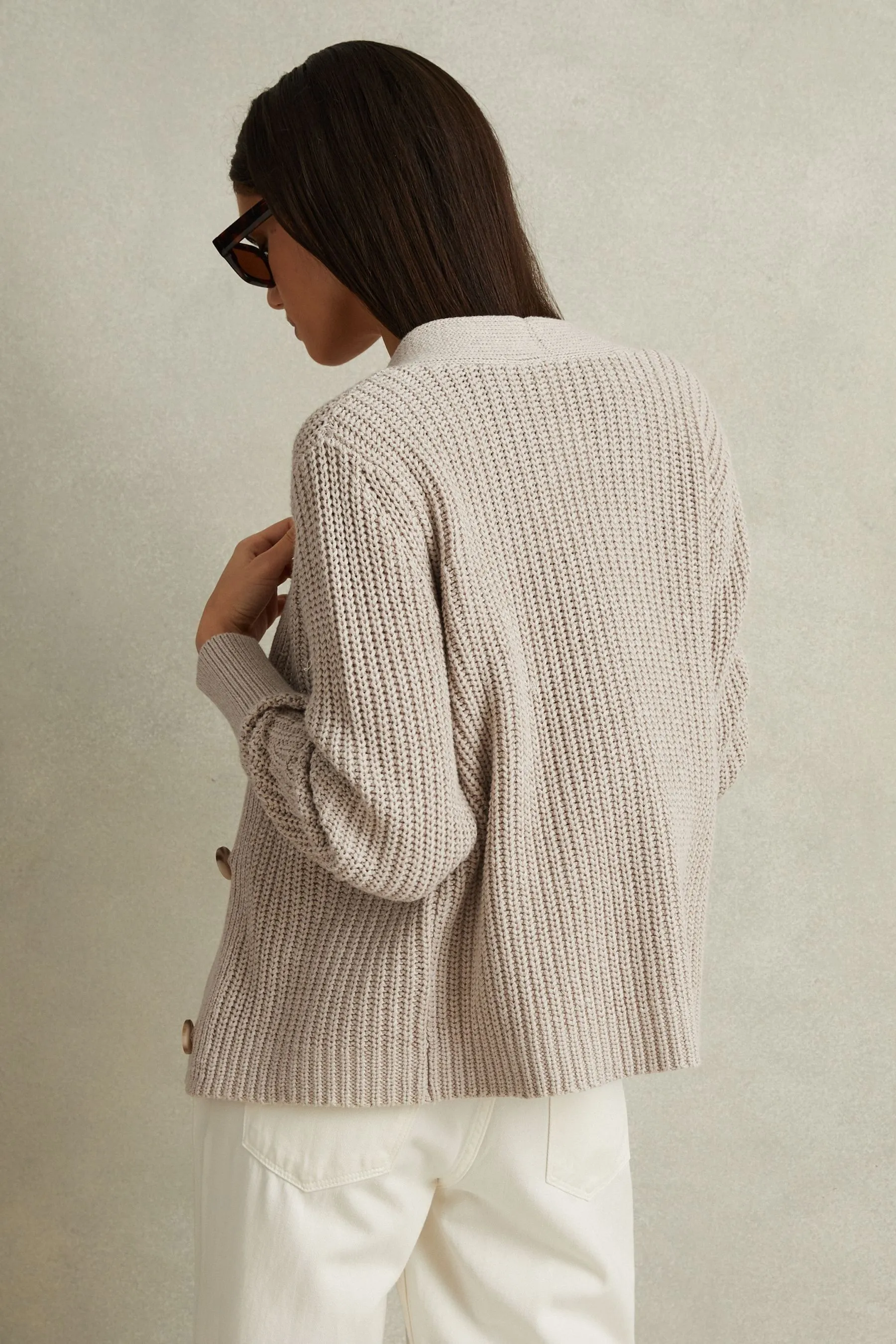 Reiss Ariana Cardigan lavorato a maglia in misto cotone/lino    
