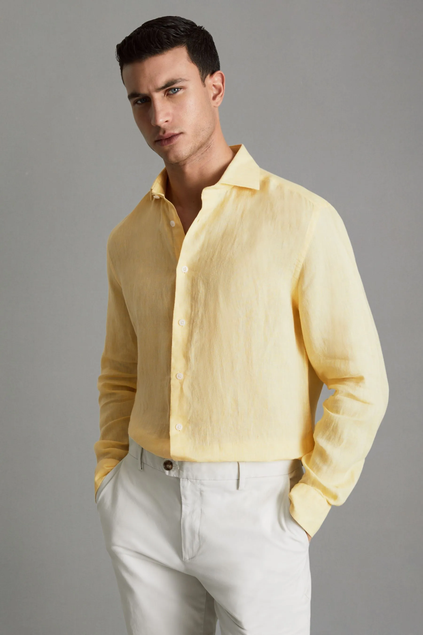 Reiss Camicia passante Bottone in lino Ruban    