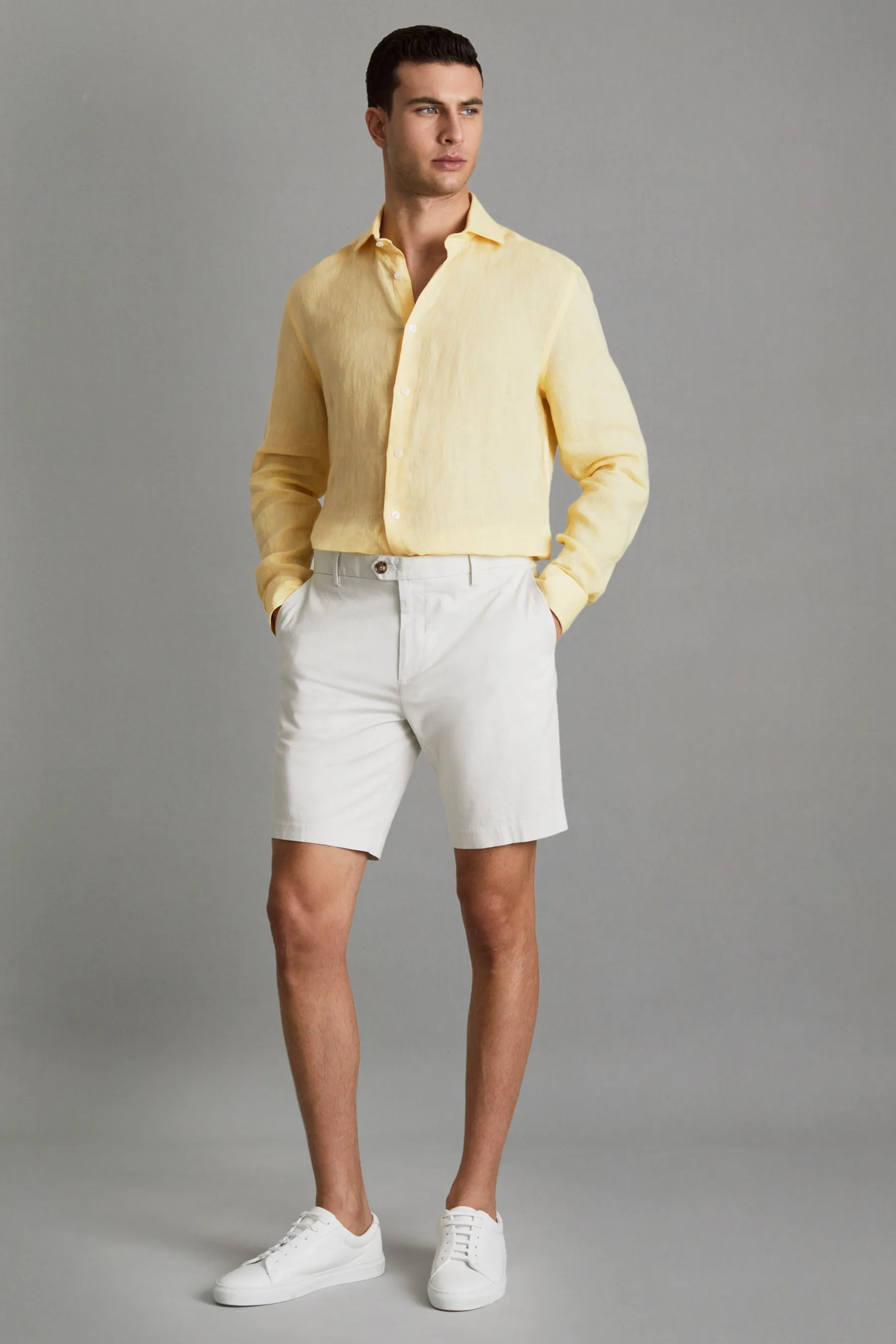 Reiss Camicia passante Bottone in lino Ruban    