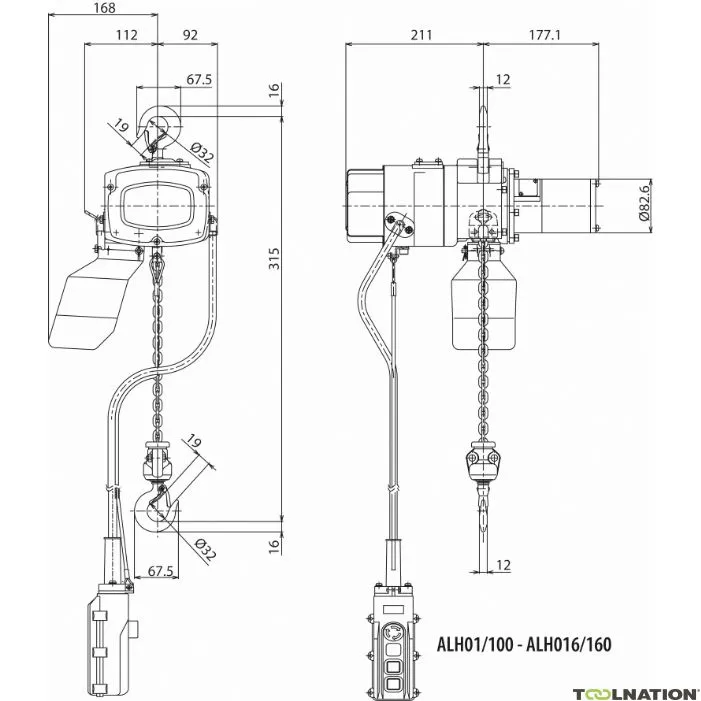 Rema 0511001-6 Paranco elettrico a catena BETA-H/125KG/6M Elephant 230 V 1 velocità 6,0 mtr 125 kg 511001