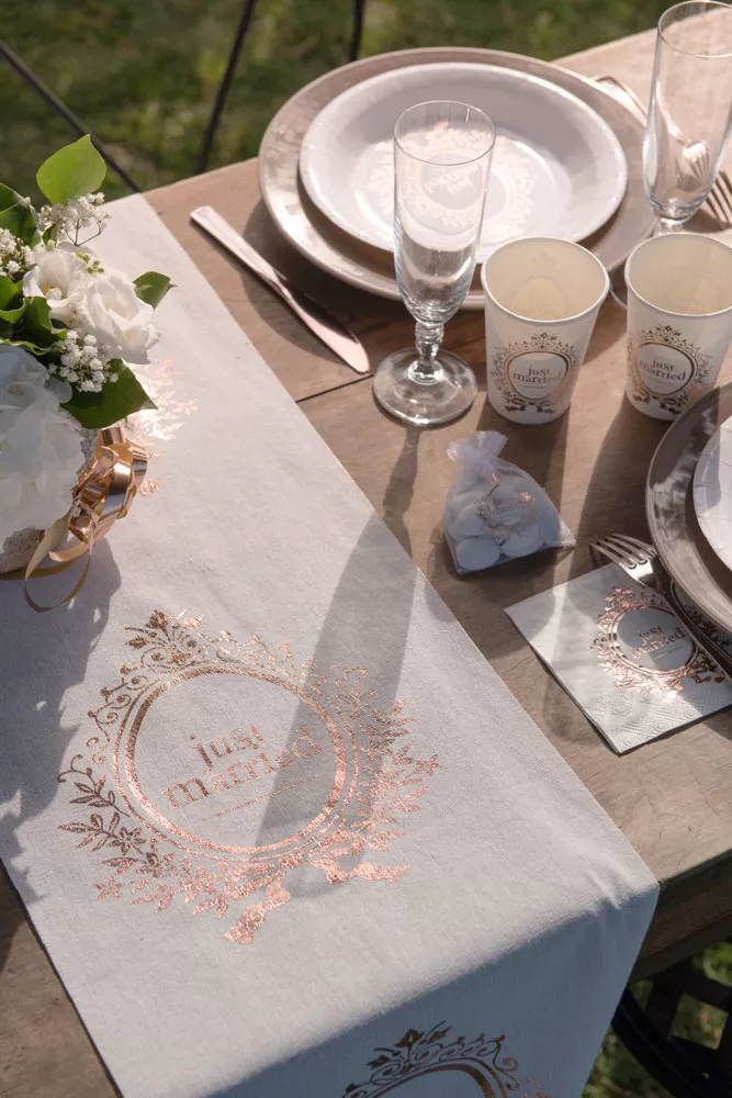 Runner da tavola Just Married oro rosa 3m