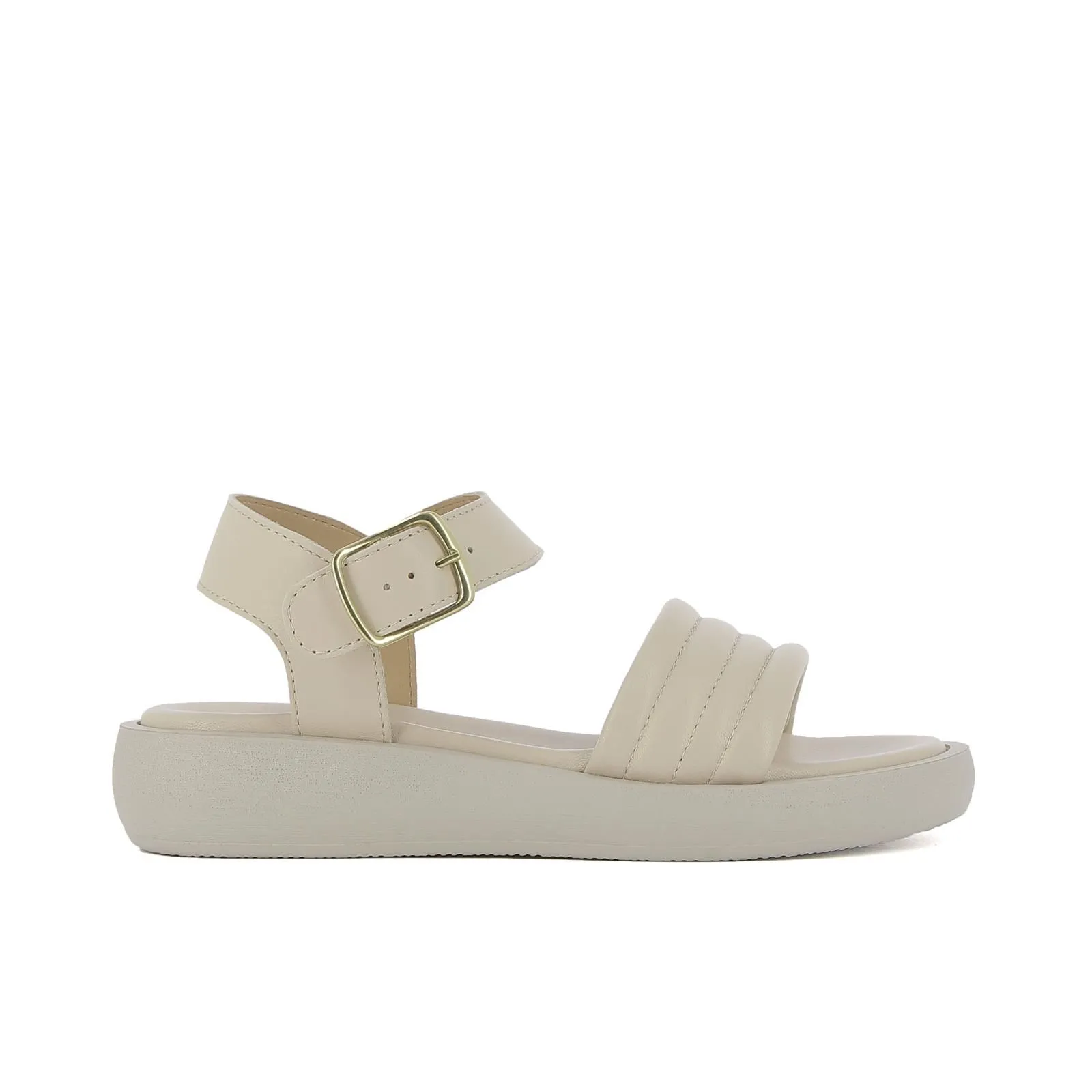 Sandali comfort beige in pelle