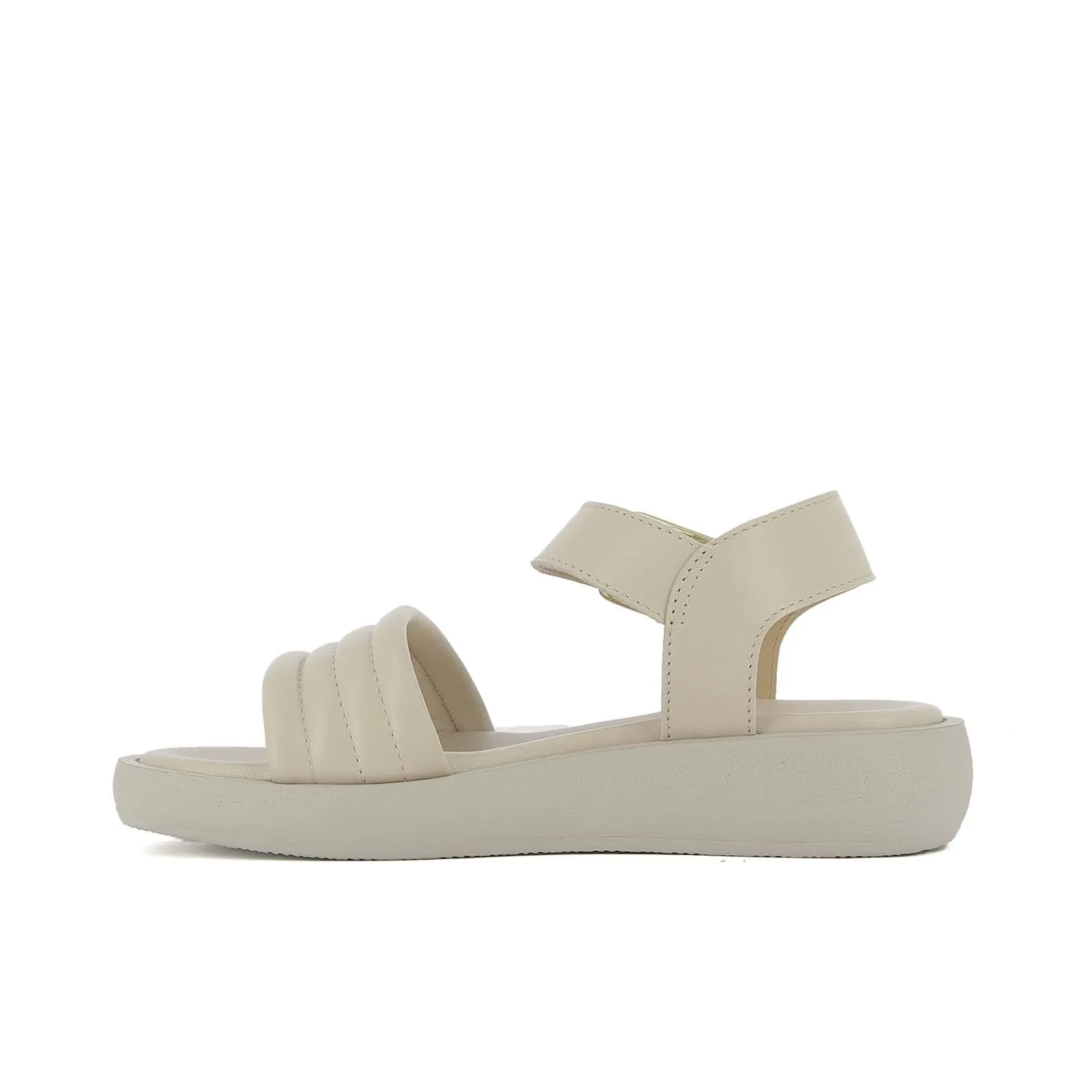 Sandali comfort beige in pelle