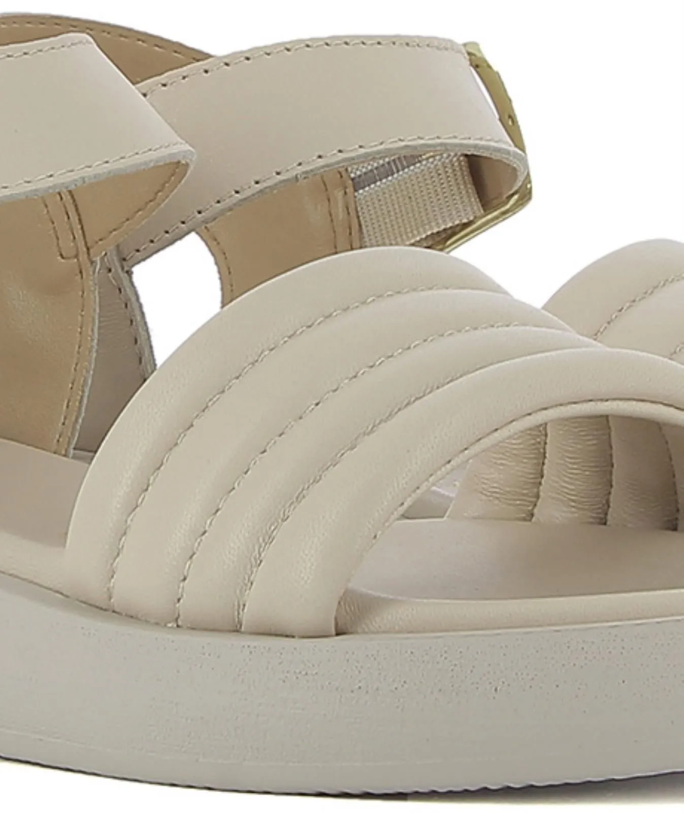 Sandali comfort beige in pelle