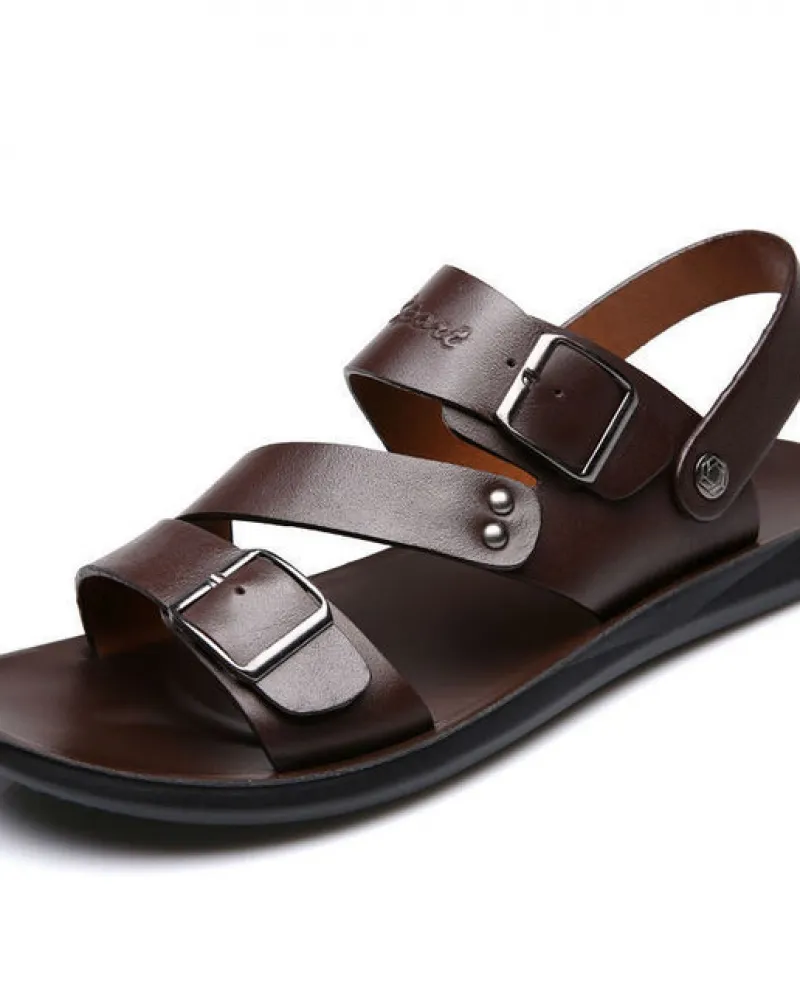 Sandali da uomo in pelle Scarpe estive da uomo 2022 Sandali da spiaggia piatti Uomo Bla
