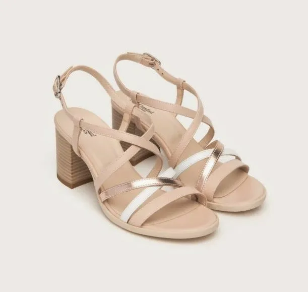 SANDALI FASCE PELLE BIANCO RAME