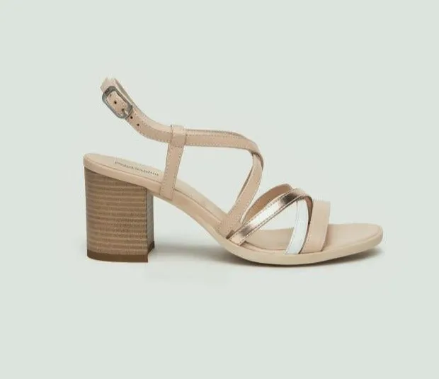 SANDALI FASCE PELLE BIANCO RAME