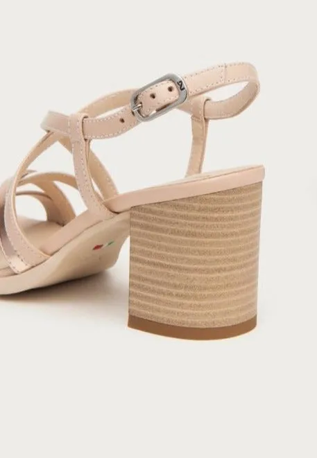 SANDALI FASCE PELLE BIANCO RAME