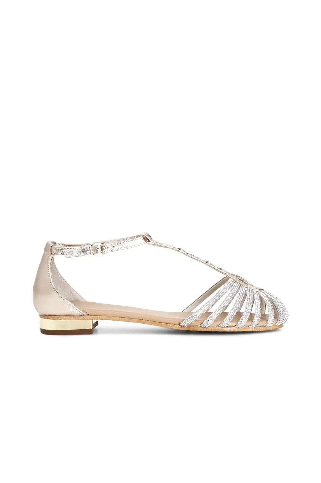 sandali in pelle con mignon strass platino