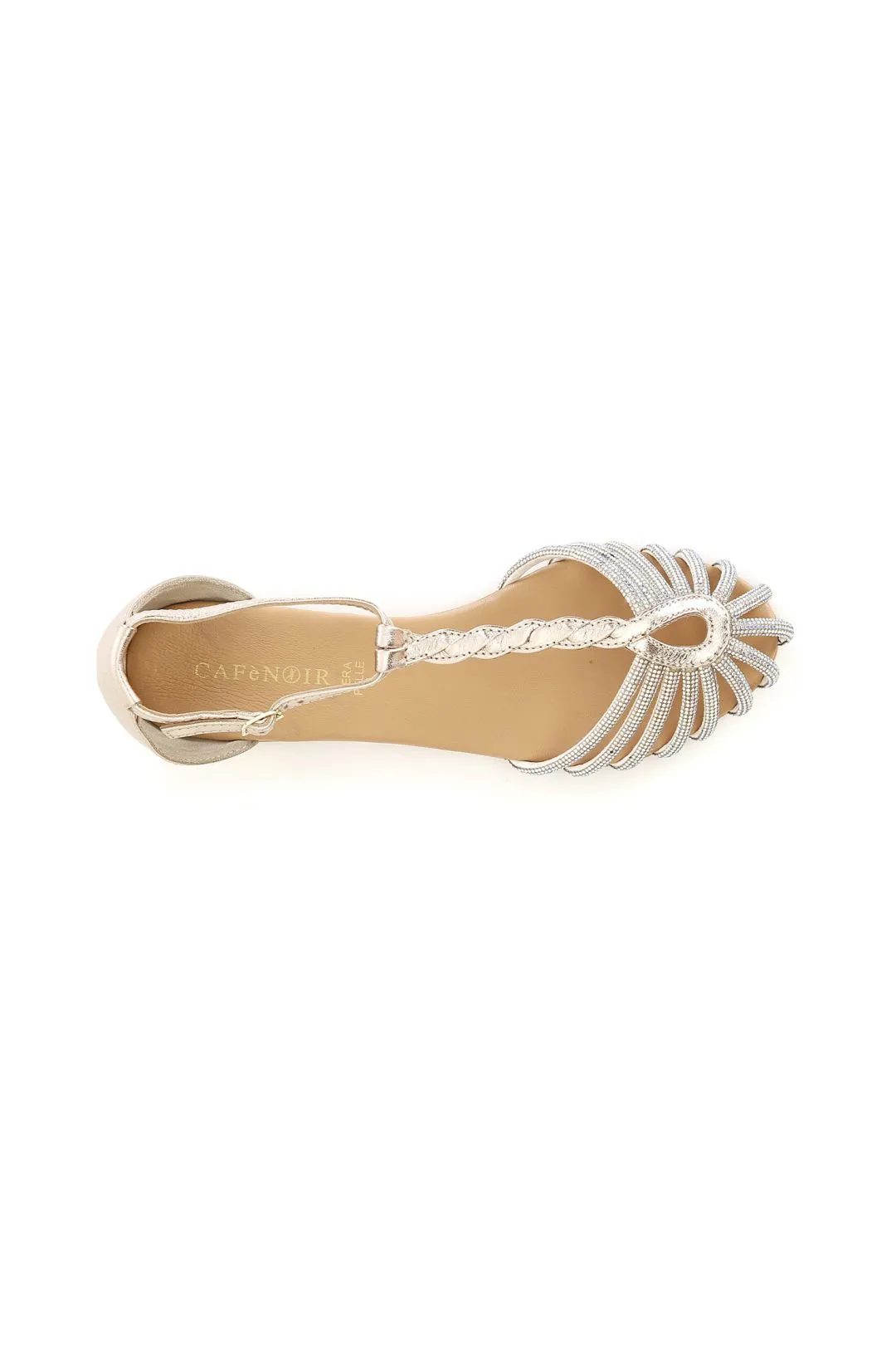 sandali in pelle con mignon strass platino