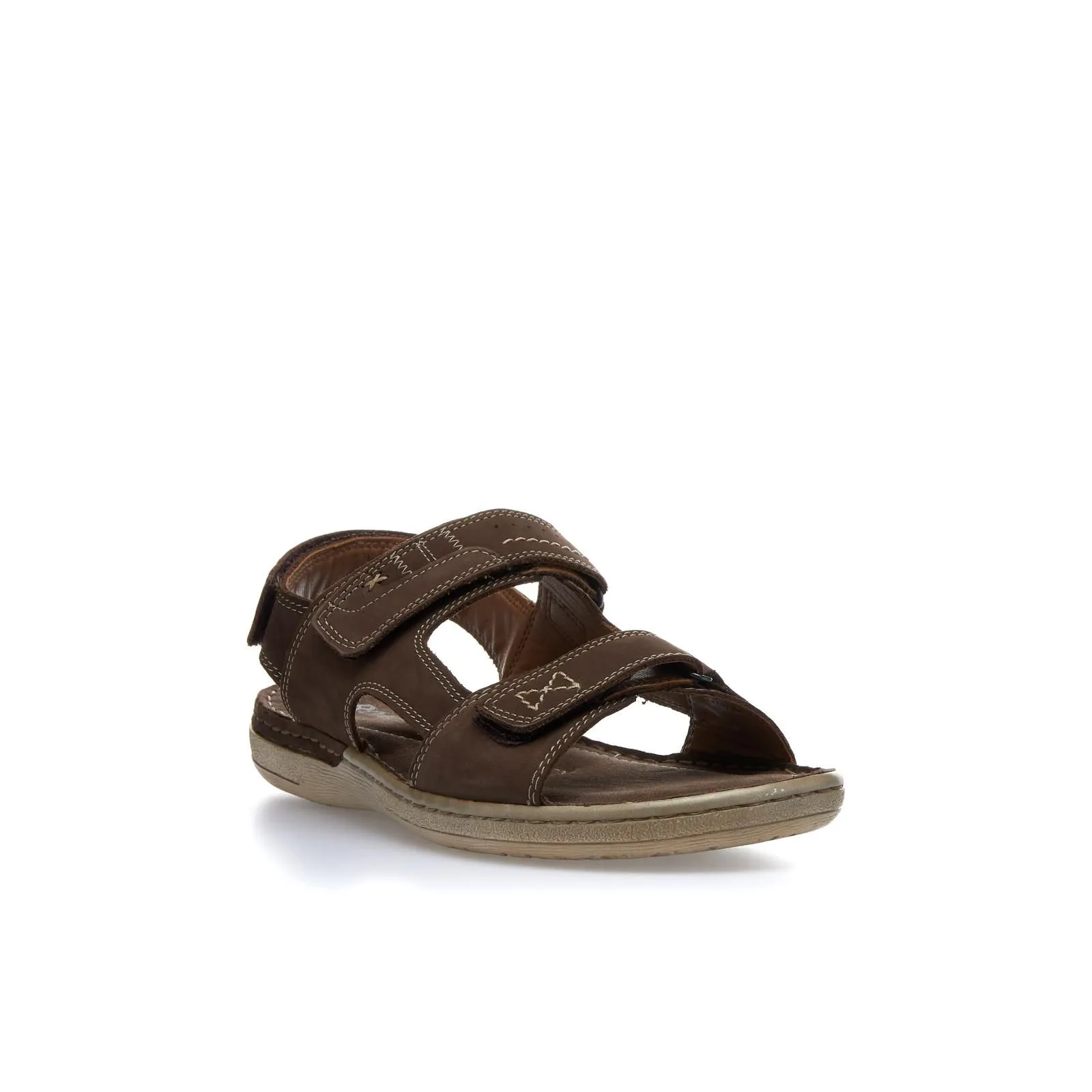 Sandali marroni in pelle con strappi