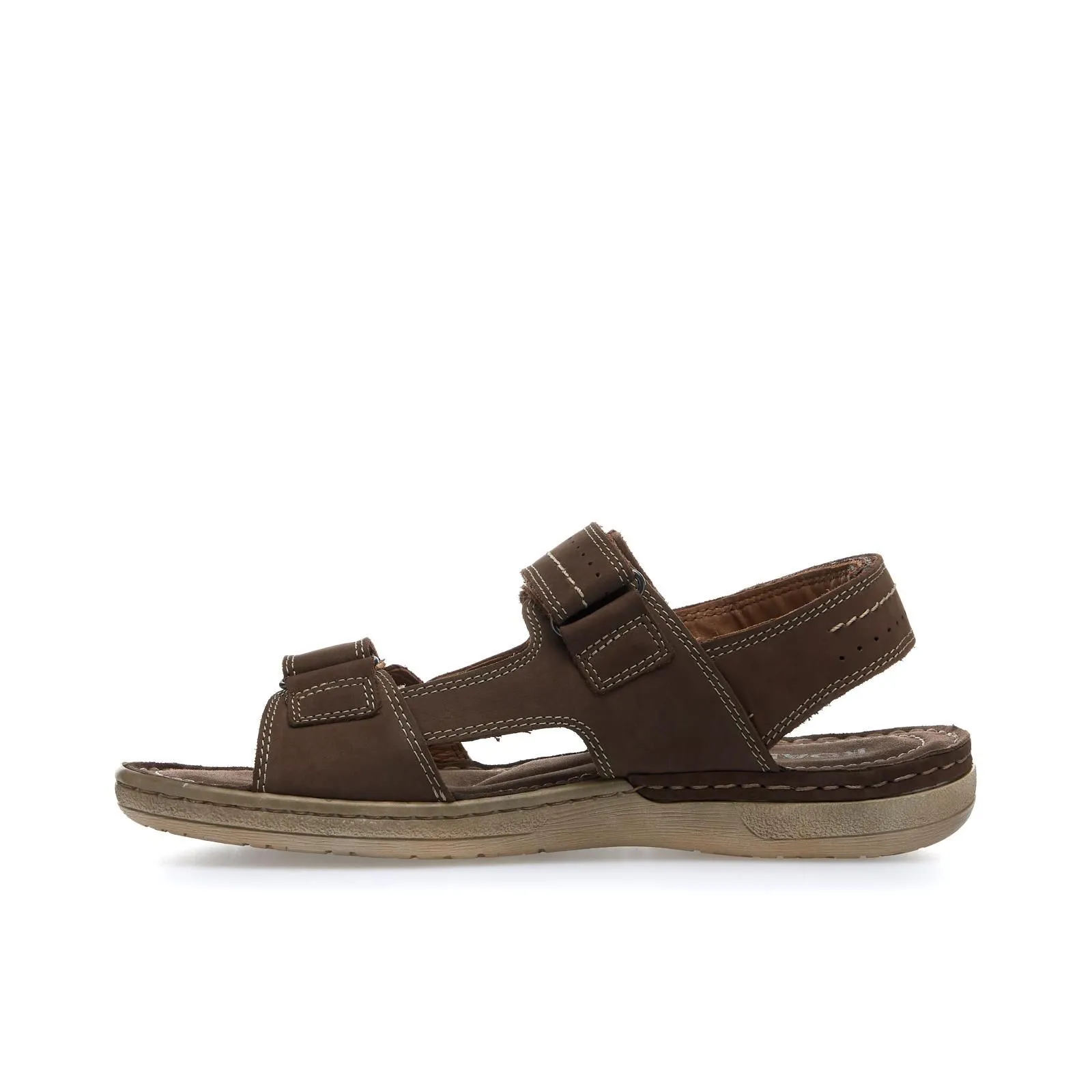 Sandali marroni in pelle con strappi
