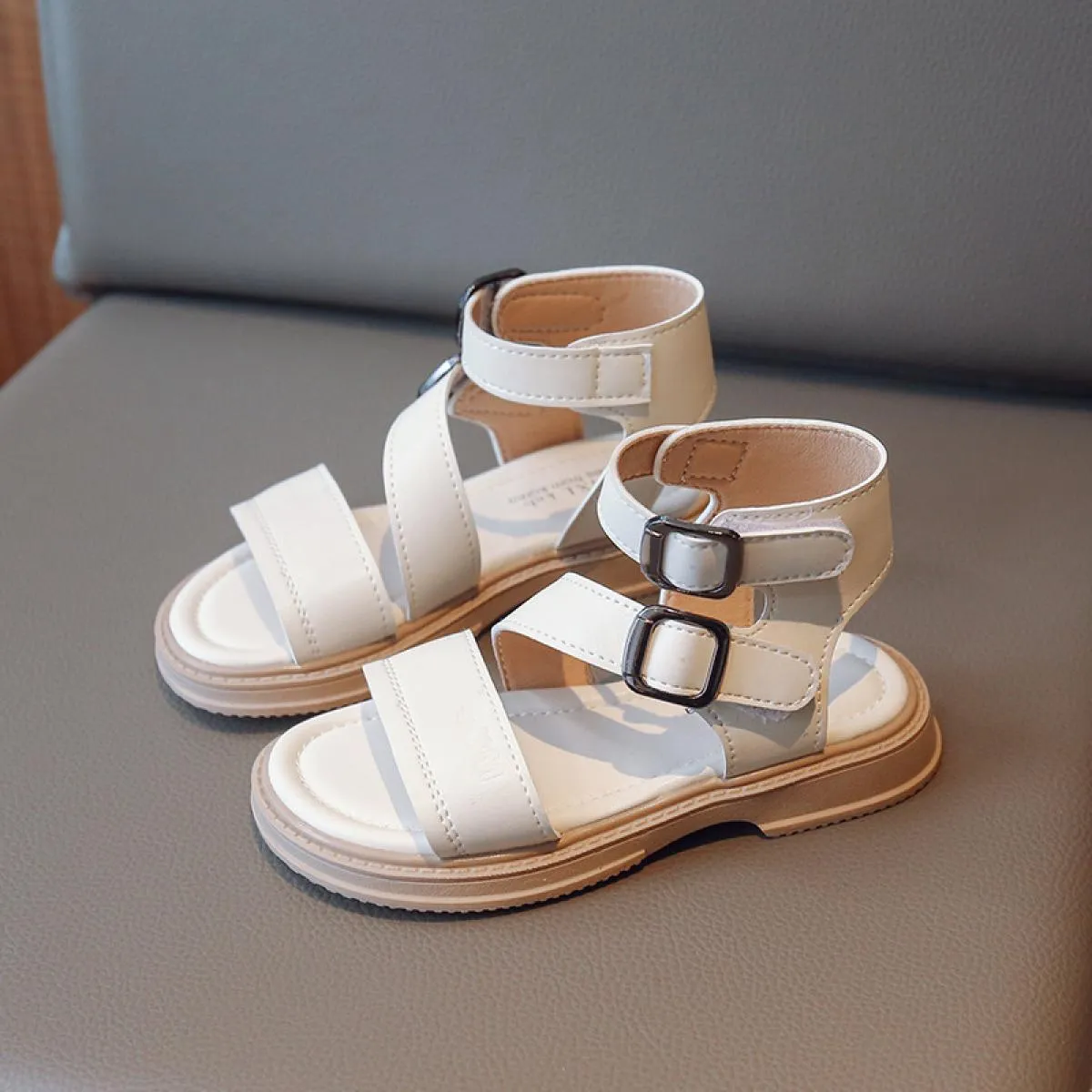 Sandali moda per bambini Fibbia alta Scarpe estive classiche da ragazza nere beige 26 36 Fondo spesso Scarpe per bambini tutte a