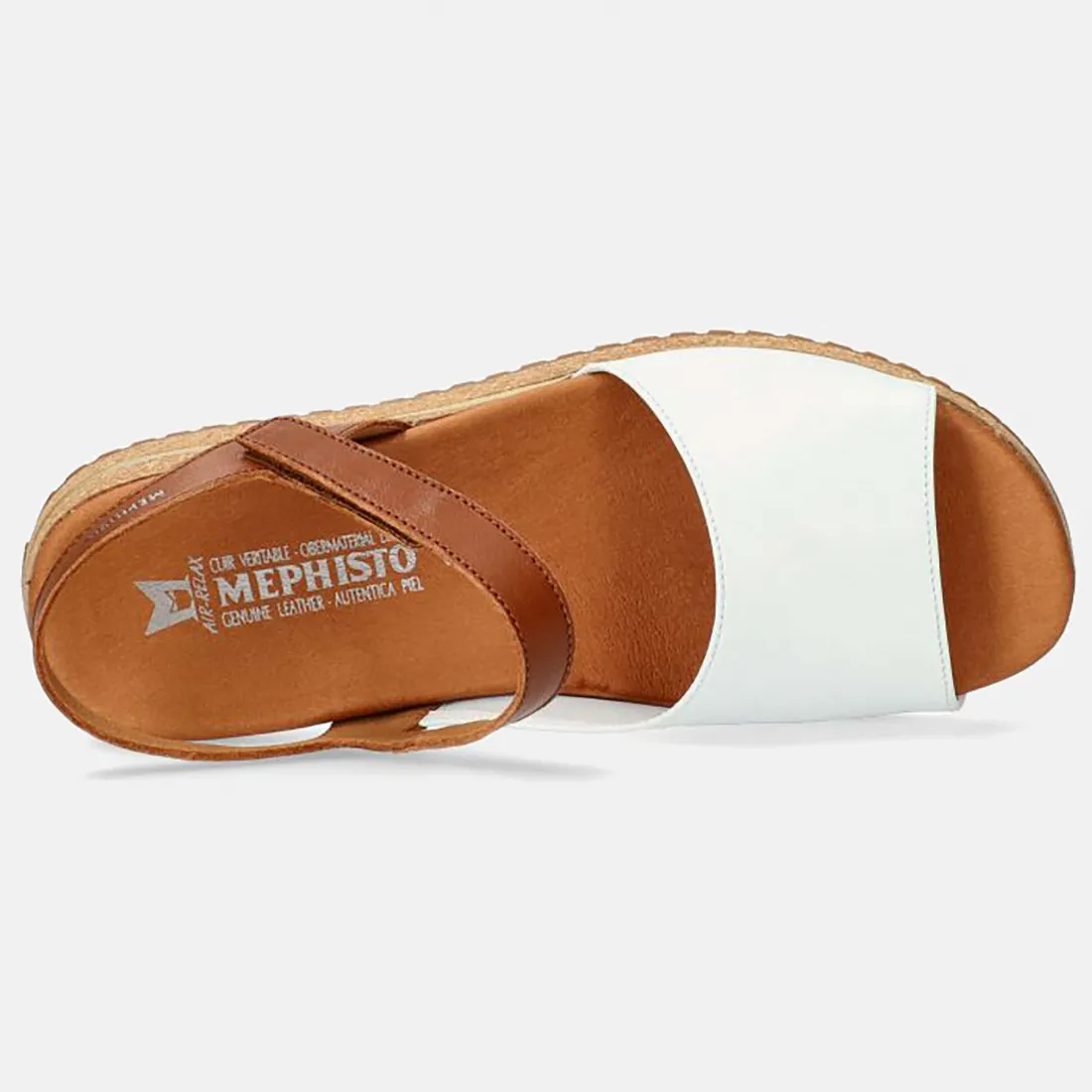 Sandalo Donna Mephisto Joy bianco e marrone in pelle