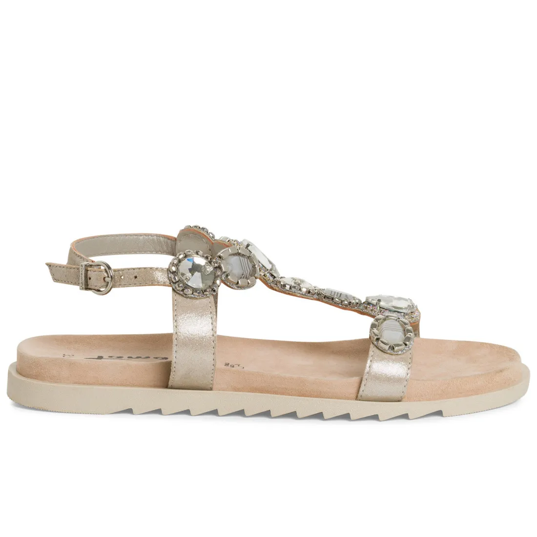 Sandalo infradito Tamaris in pelle con pietre di strass