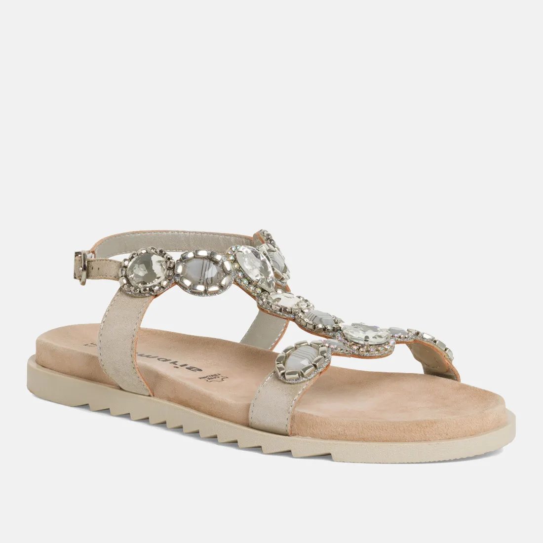 Sandalo infradito Tamaris in pelle con pietre di strass