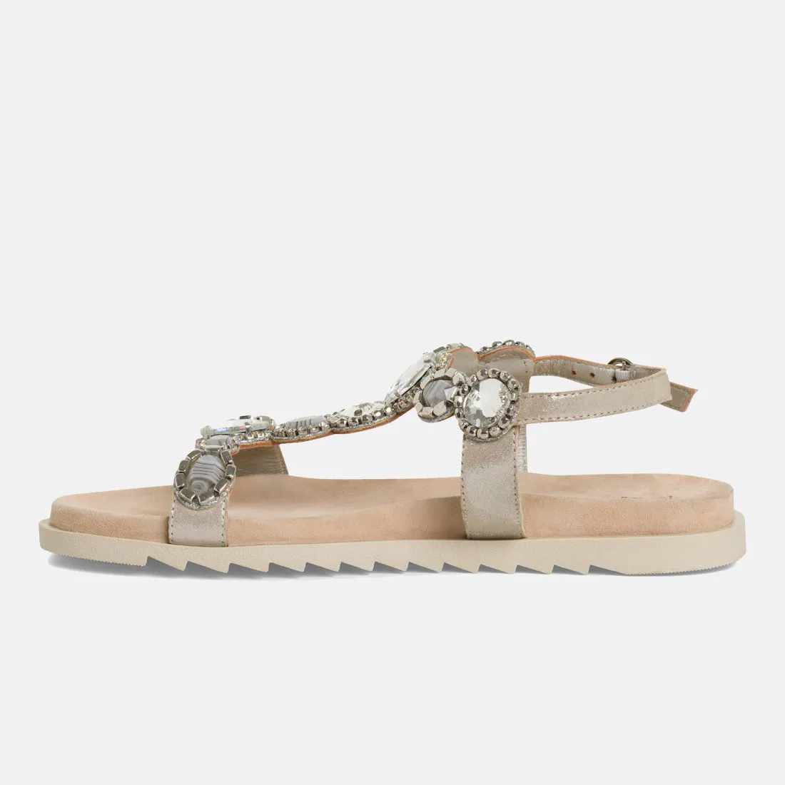Sandalo infradito Tamaris in pelle con pietre di strass