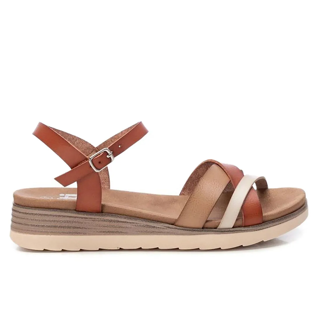 Sandalo Xti da donna in pelle cuoio con zeppa