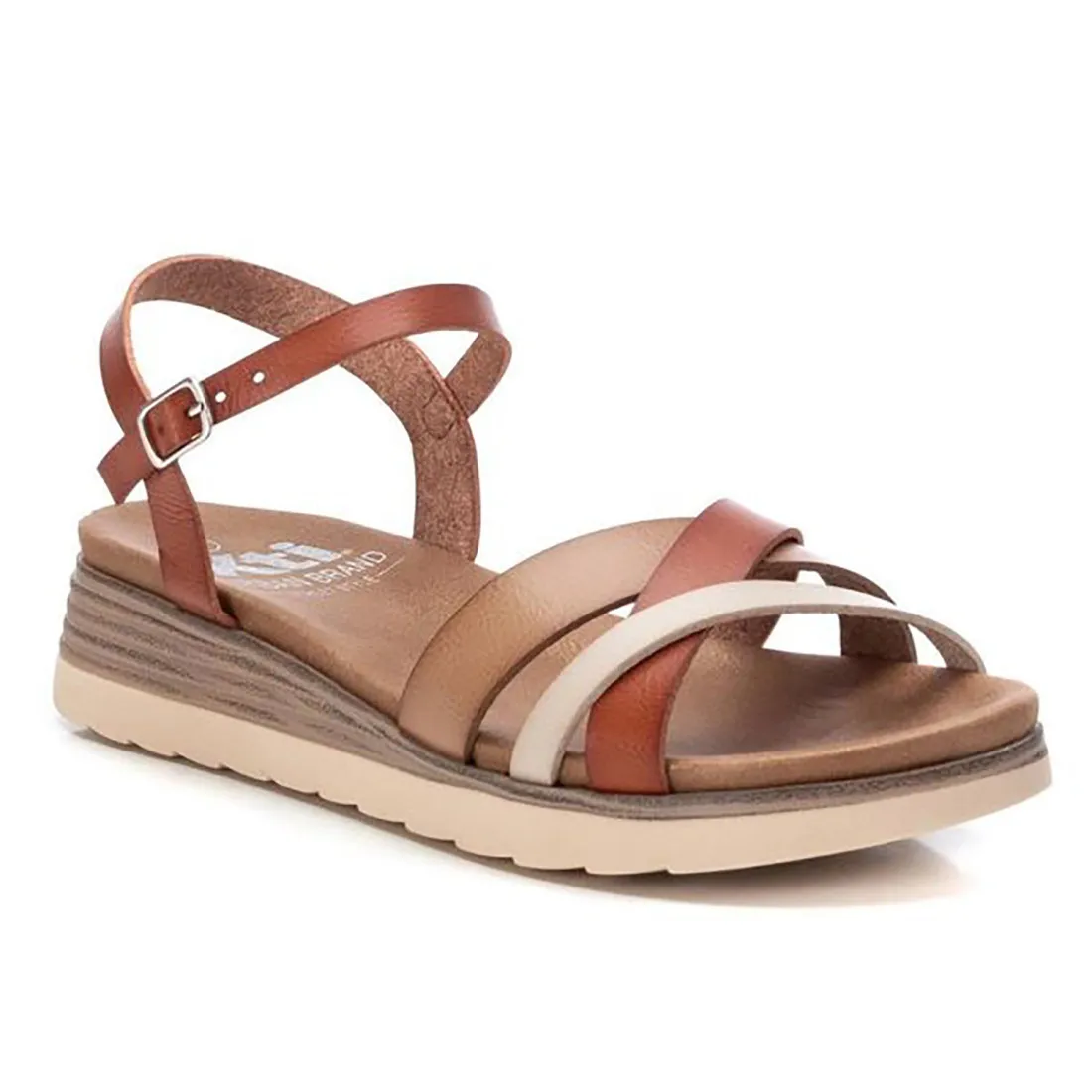Sandalo Xti da donna in pelle cuoio con zeppa