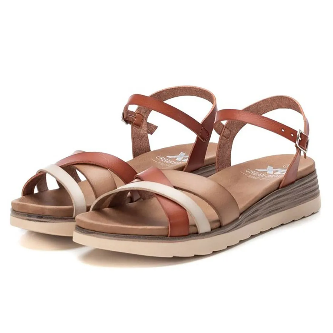 Sandalo Xti da donna in pelle cuoio con zeppa