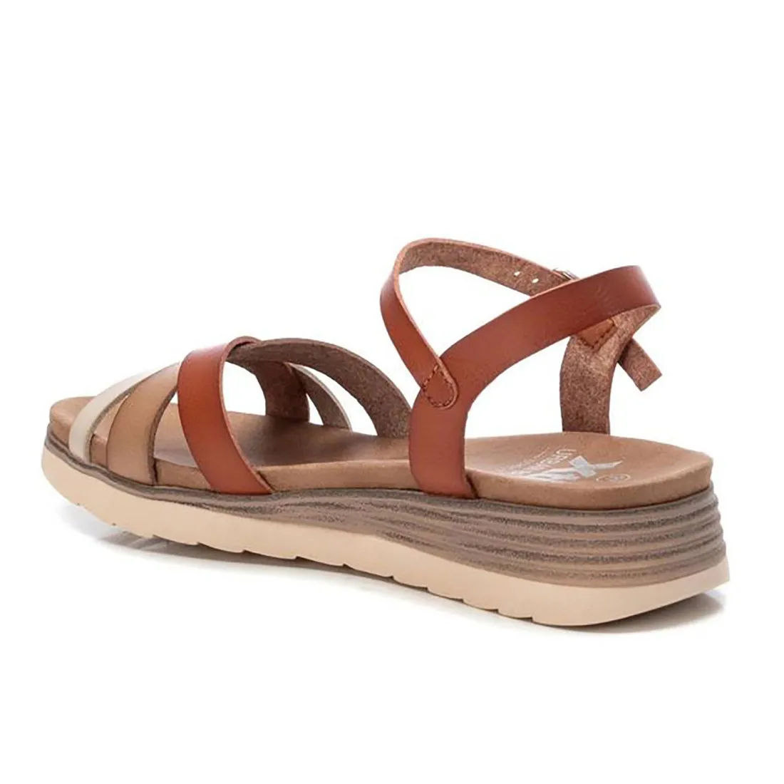 Sandalo Xti da donna in pelle cuoio con zeppa