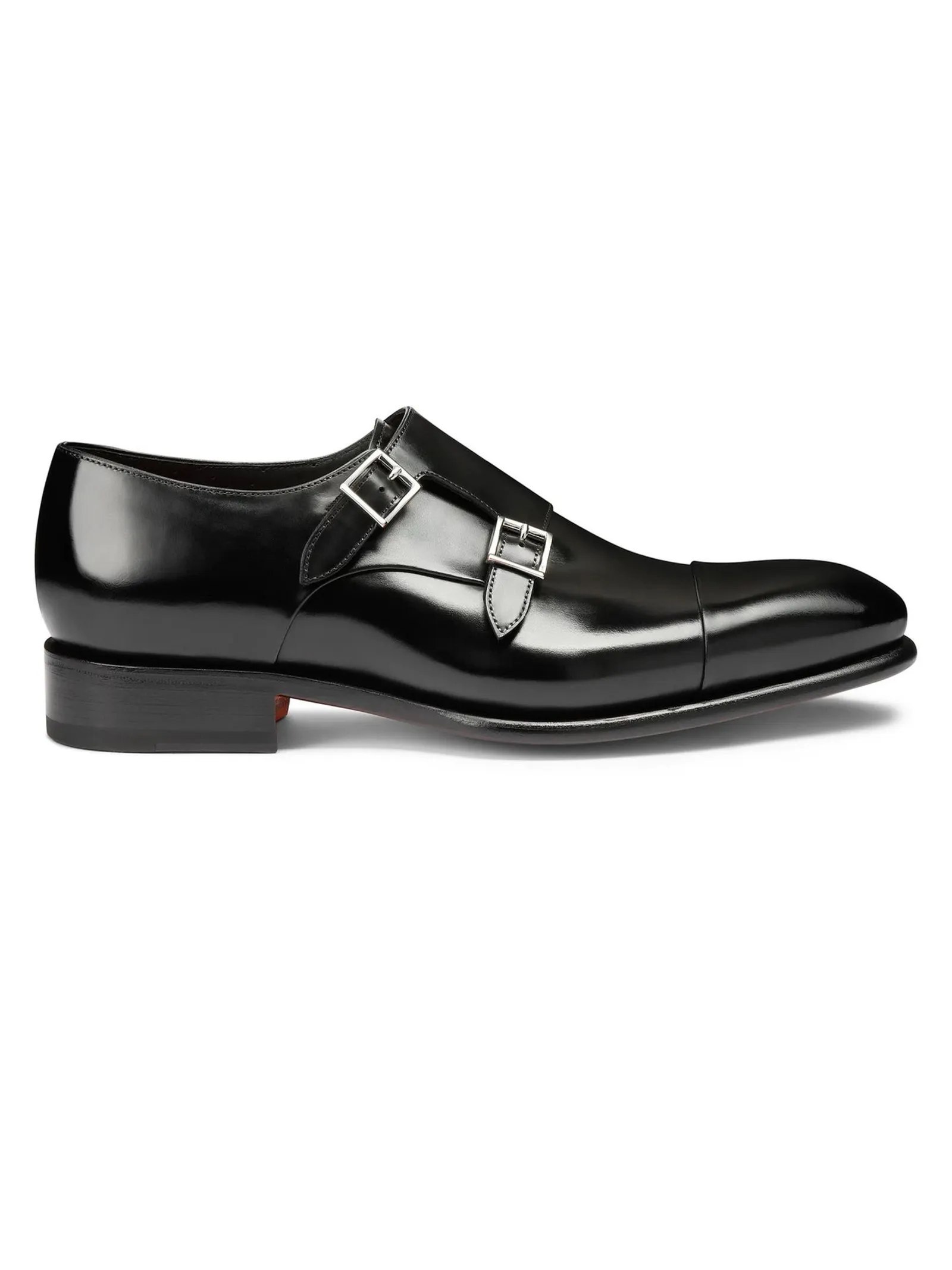 SANTONI Calzature,Scarpe Doppia fibbia in pelle anticata nera 