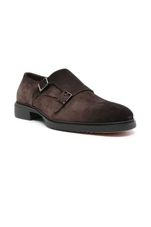SANTONI Calzature,Scarpe Monks in suede marrone 