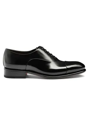 SANTONI Calzature,Scarpe Stringata Oxford in pelle anticata nera 
