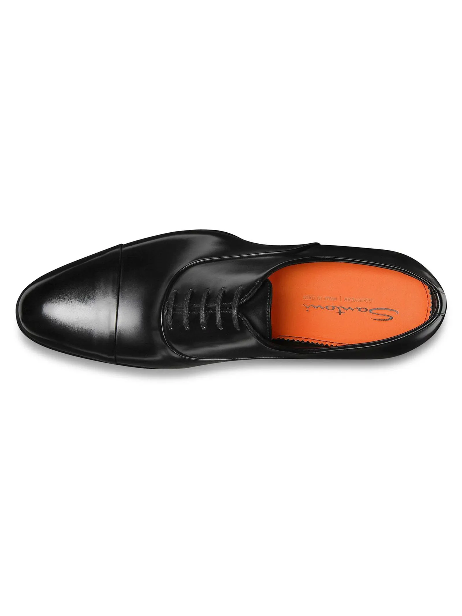 SANTONI Calzature,Scarpe Stringata Oxford in pelle anticata nera 