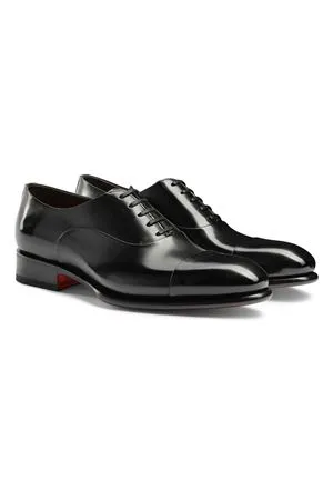 SANTONI Calzature,Scarpe Stringata Oxford in pelle anticata nera 