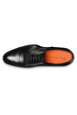SANTONI Calzature,Scarpe Stringata Oxford in pelle anticata nera 